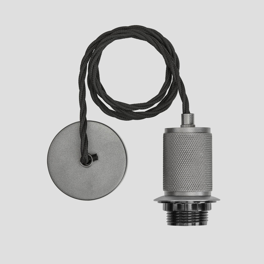 Knurled Cone Pendant Light - 7 Inch - Pewter