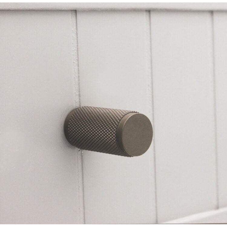 Knurled Cylinder Cupboard Pull Gunmetal Grey-Cupboard Pulls-Yester Home