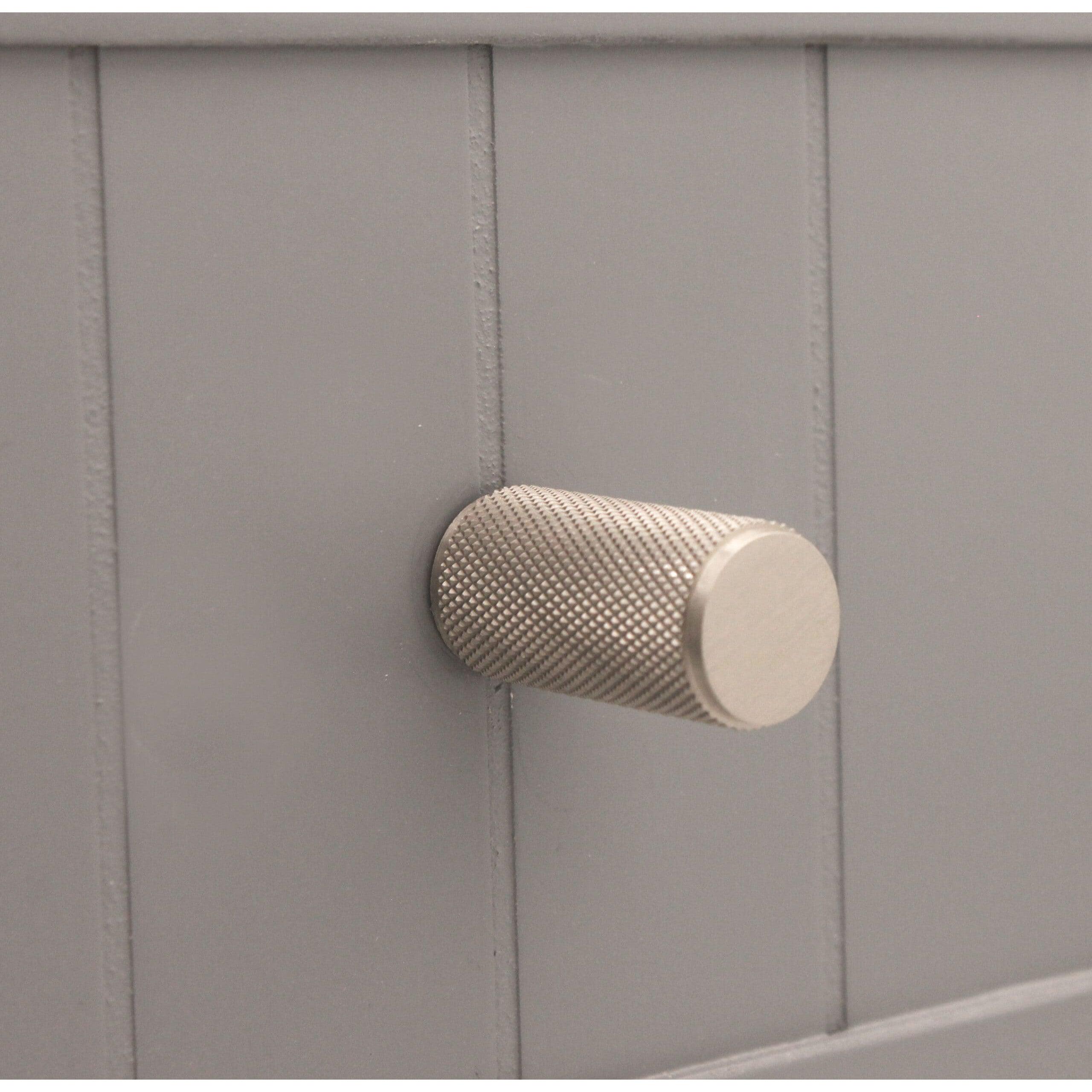 Knurled Cylinder Cupboard Pull Satin Silver-Cupboard Pulls-Yester Home