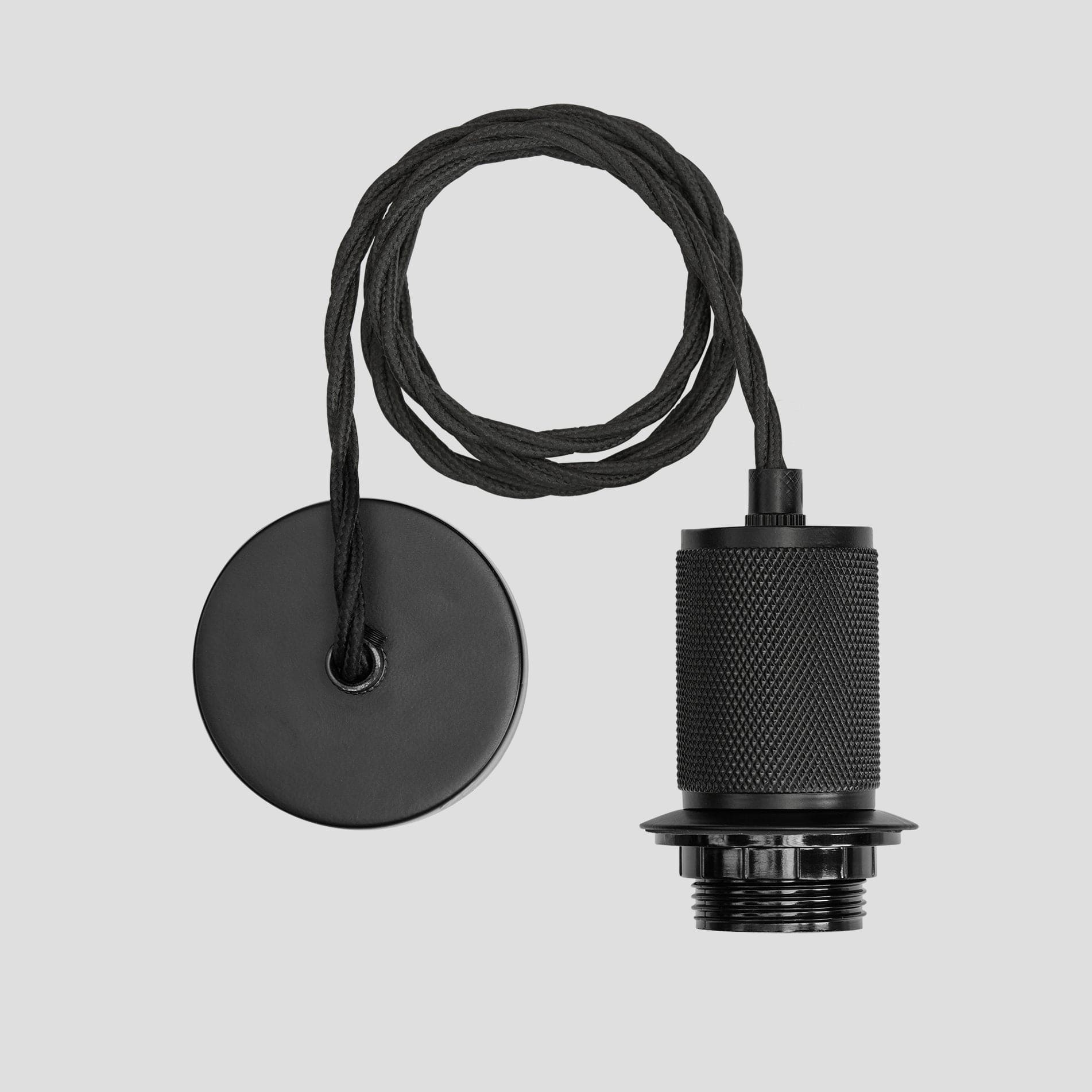 Knurled Dome Pendant - 13 Inch - Black-Ceiling Lights-Yester Home