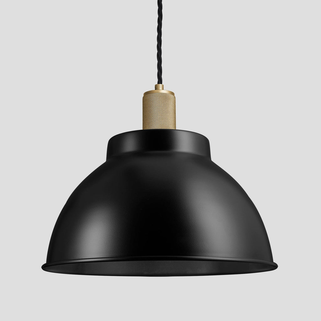 Knurled Dome Pendant - 13 Inch - Black-Ceiling Lights-Yester Home