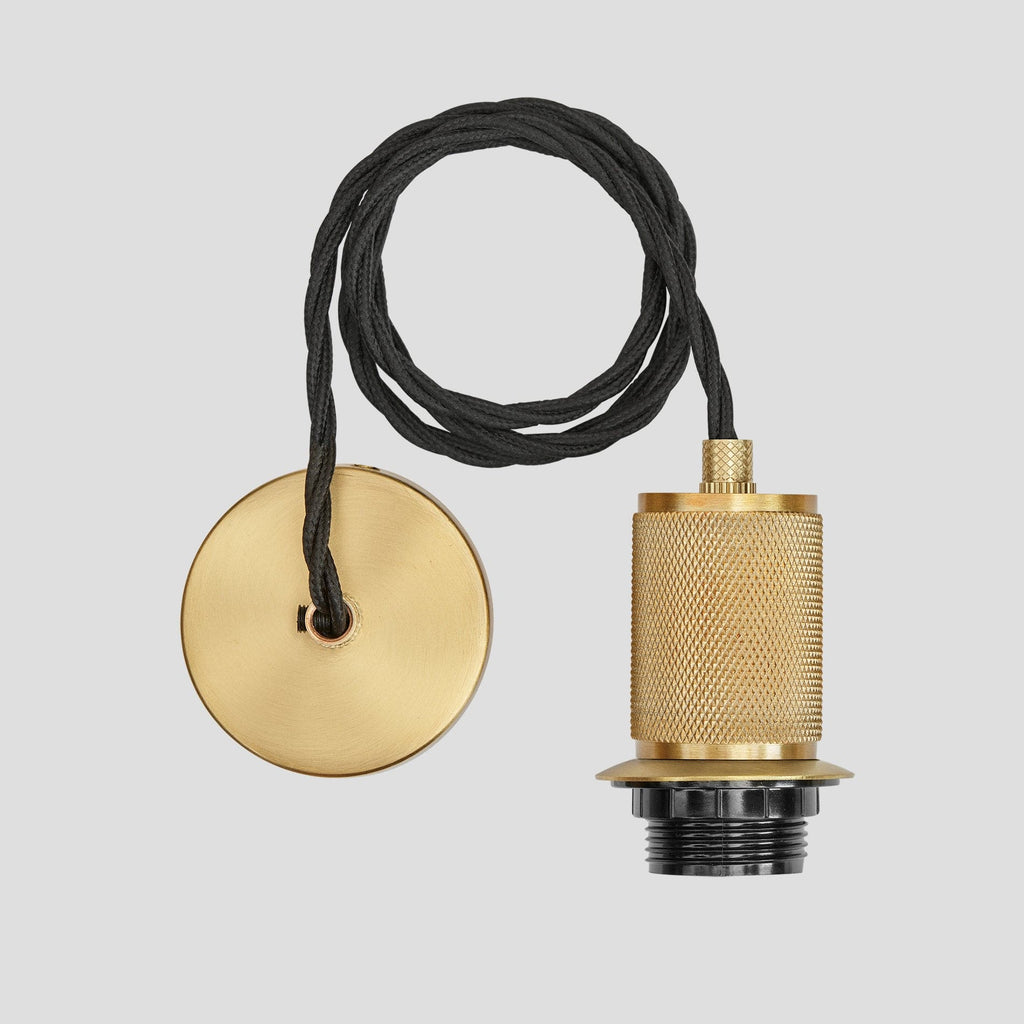 Knurled Dome Pendant - 13 Inch - Brass-Ceiling Lights-Yester Home