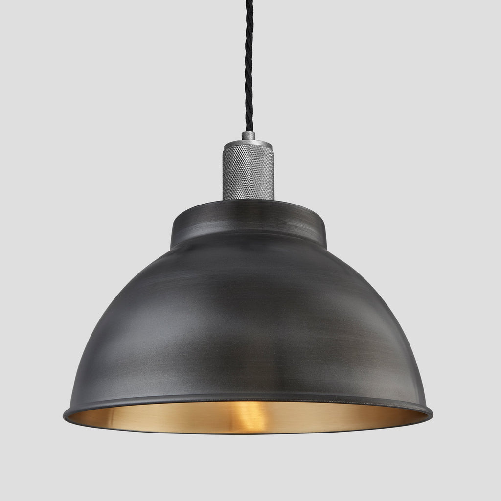 Knurled Dome Pendant - 13 Inch - Pewter & Brass
