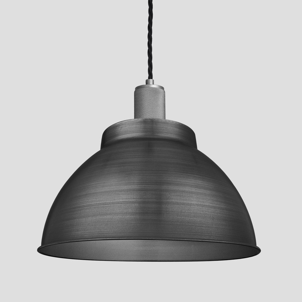 Knurled Dome Pendant - 13 Inch - Pewter-Ceiling Lights-Yester Home