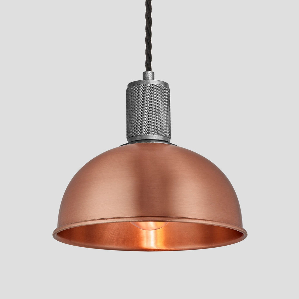 Knurled Dome Pendant Light - 8 Inch - Copper-Ceiling Lights-Yester Home