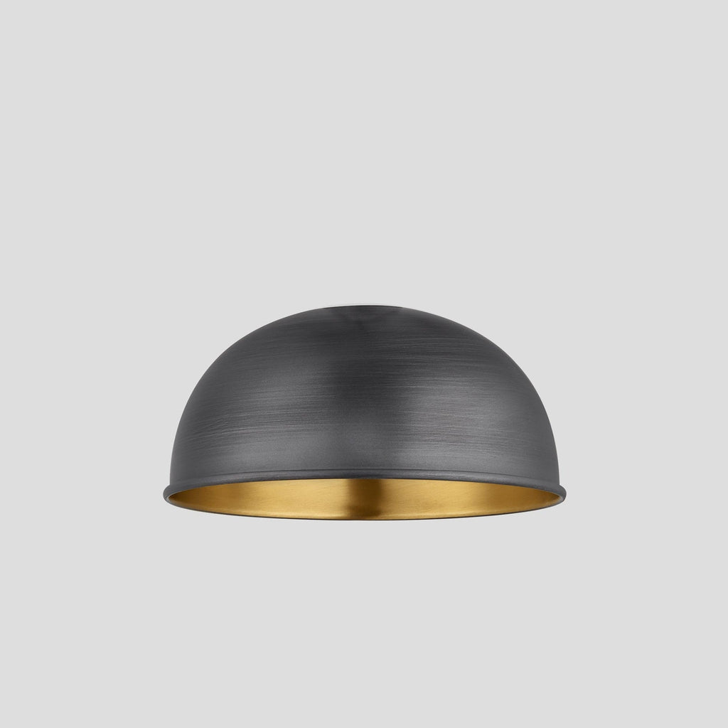 Knurled Dome Pendant Light - 8 Inch - Pewter & Brass