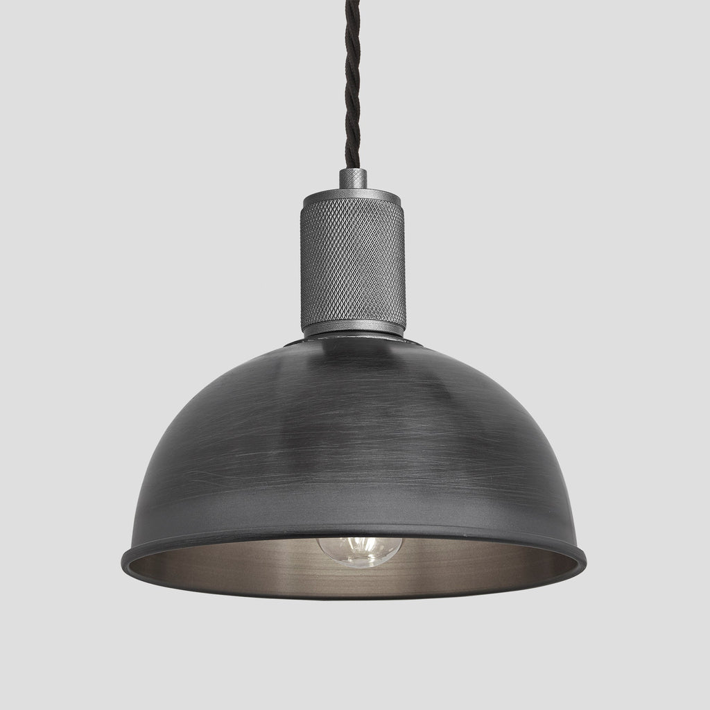 Knurled Dome Pendant Light - 8 Inch - Pewter-Ceiling Lights-Yester Home
