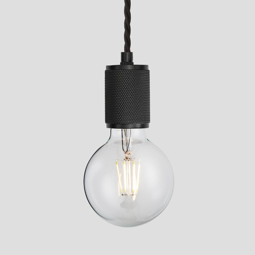 Knurled Edison Pendant Light - 1 Wire - Black-Ceiling Lights-Yester Home