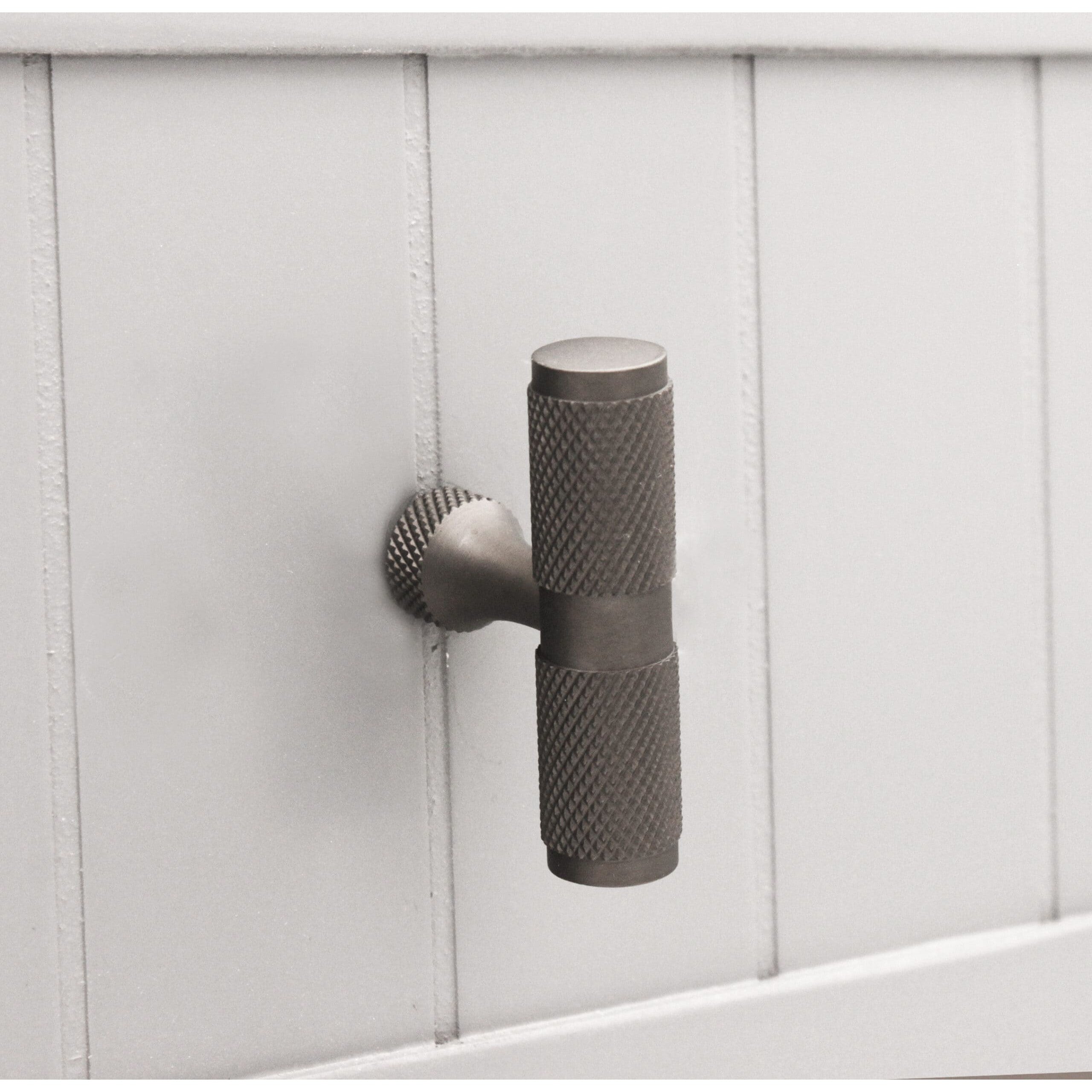 Knurled T bar Cupboard Pull Gunmetal Grey-Cupboard Pulls-Yester Home