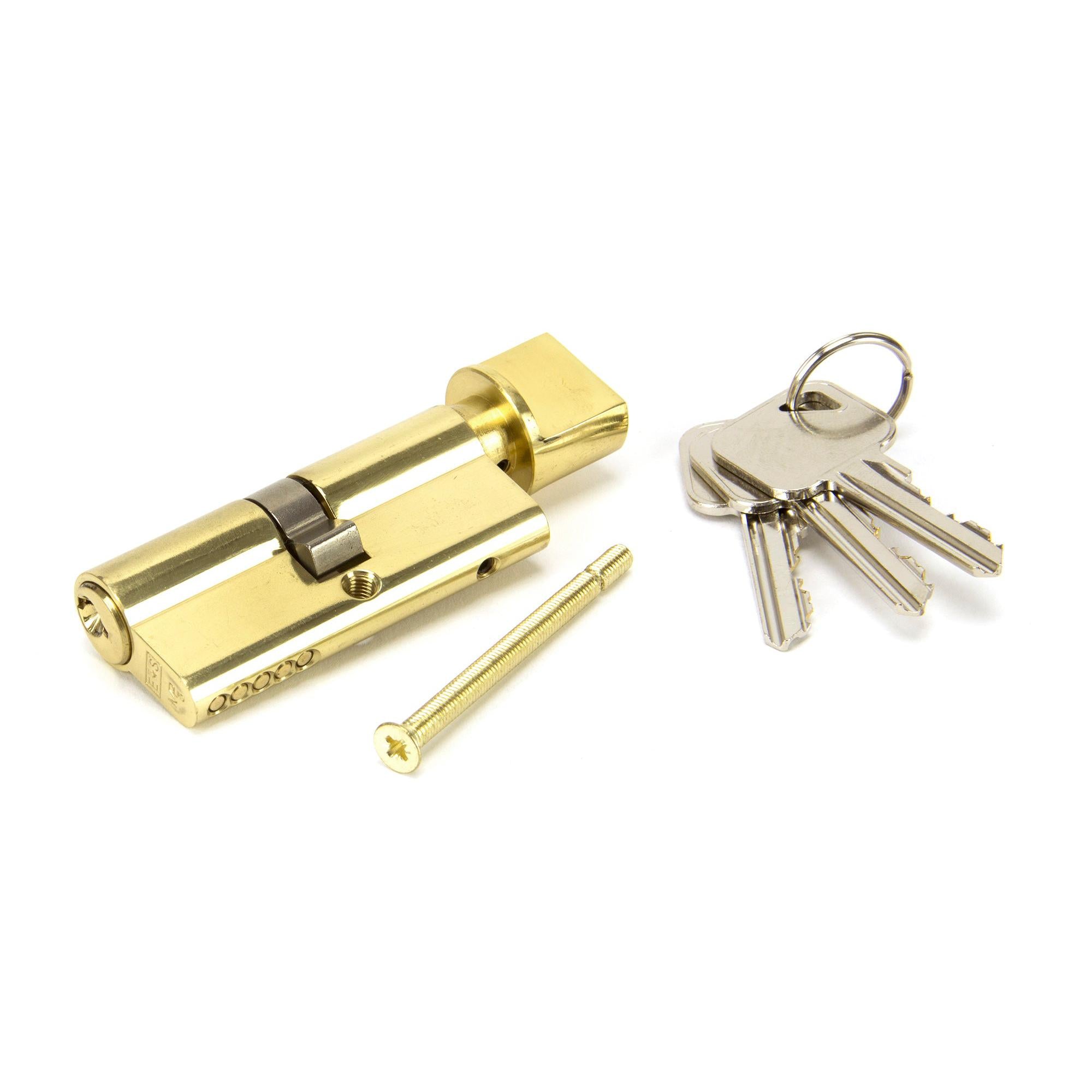 Lacquered Brass 35/35 5pin Euro Cylinder/Thumbturn KA | From The Anvil - Euro Cylinders - From The Anvil - Yester Home
