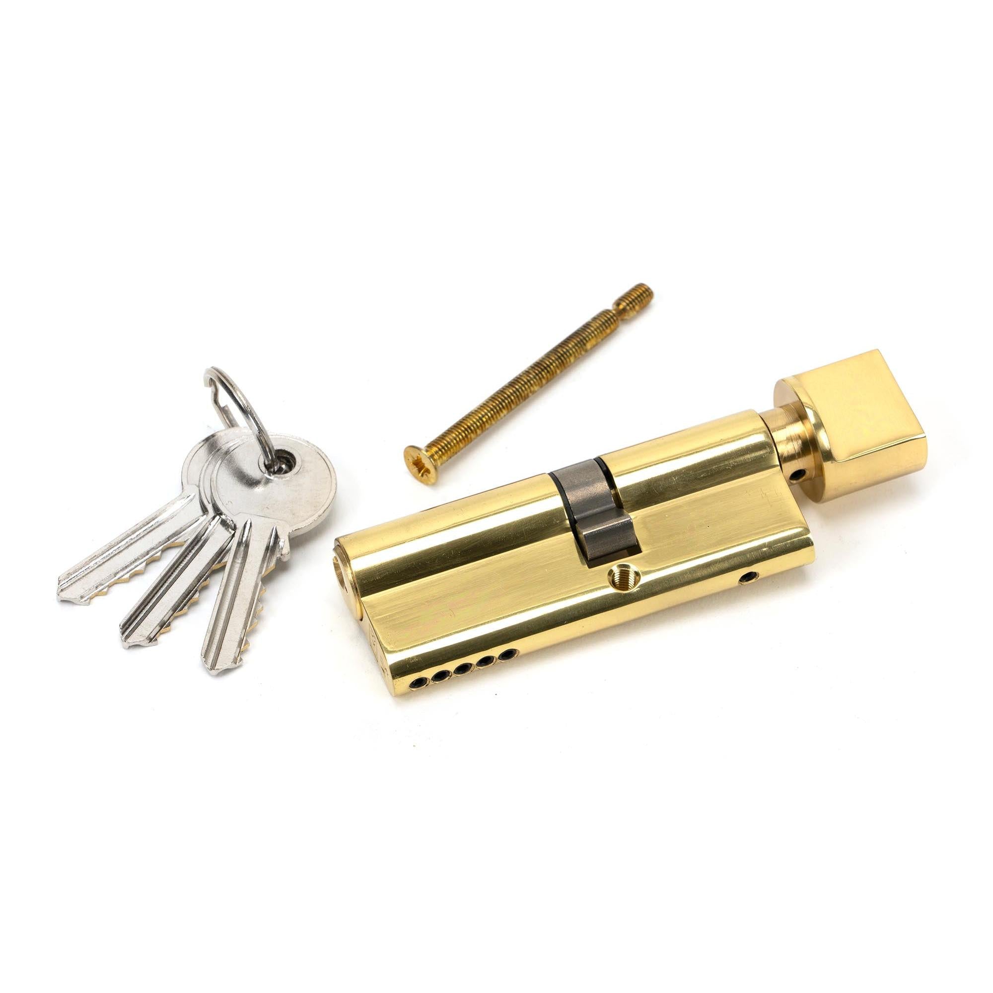 Lacquered Brass 35T/45 5pin Euro Cylinder/Thumbturn | From The Anvil - Euro Cylinders - From The Anvil - Yester Home