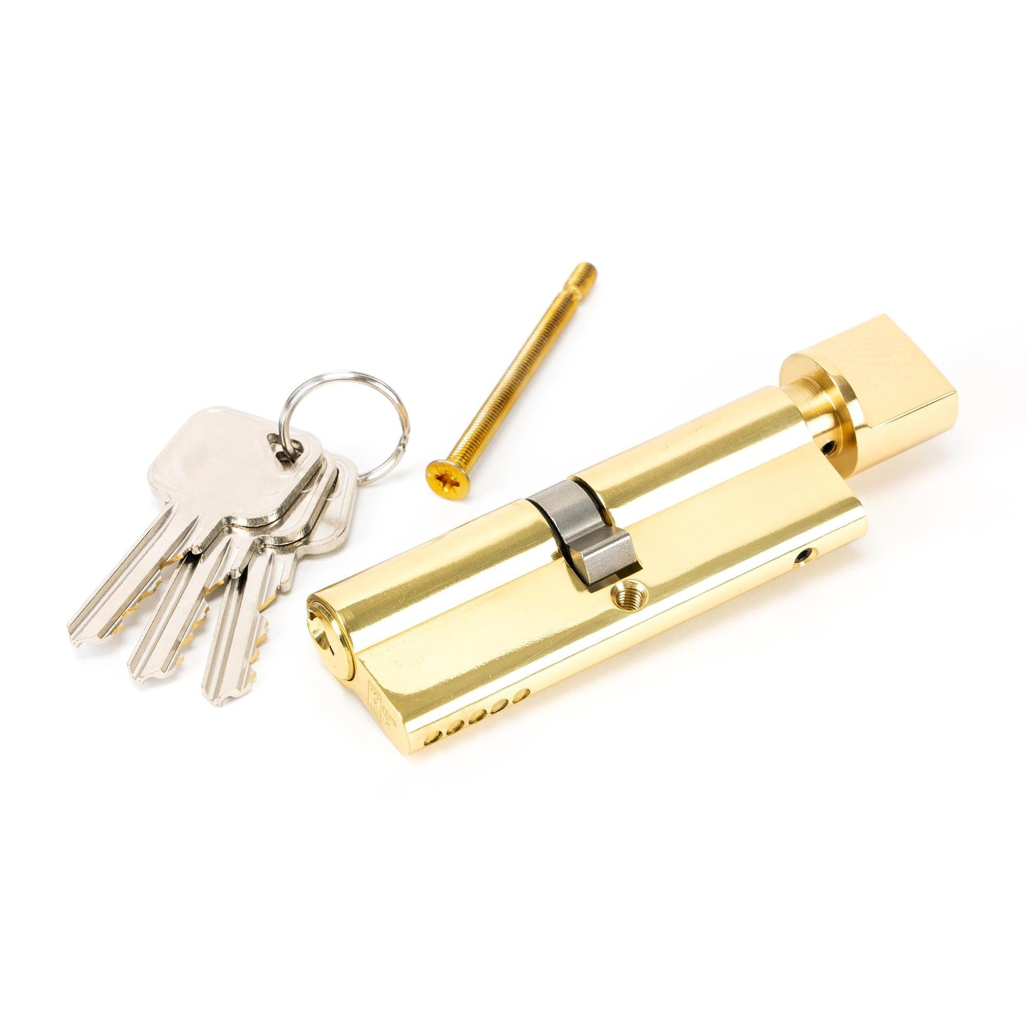 Lacquered Brass 45/45 5pin Euro Cylinder/Thumbturn | From The Anvil - Euro Cylinders - From The Anvil - Yester Home
