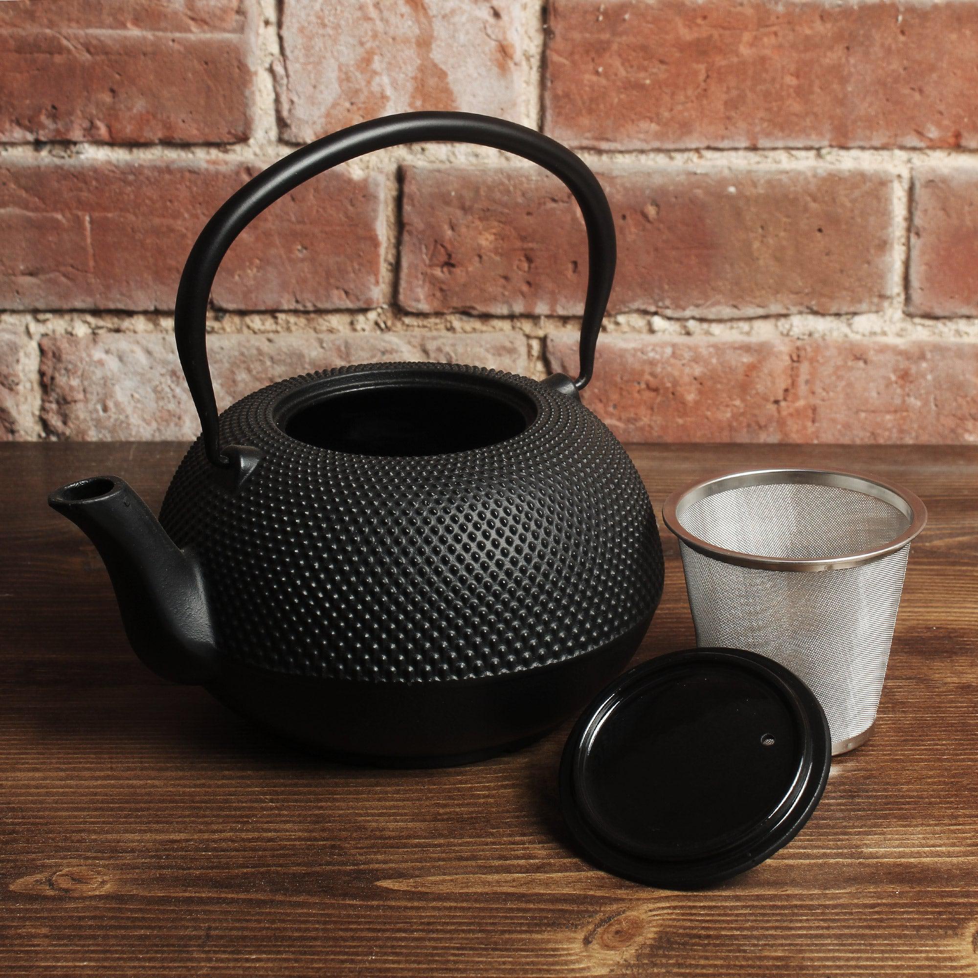 Large Black Cast Iron Japanese Teapot / Kettle 1.5L-Teapots-Yester Home
