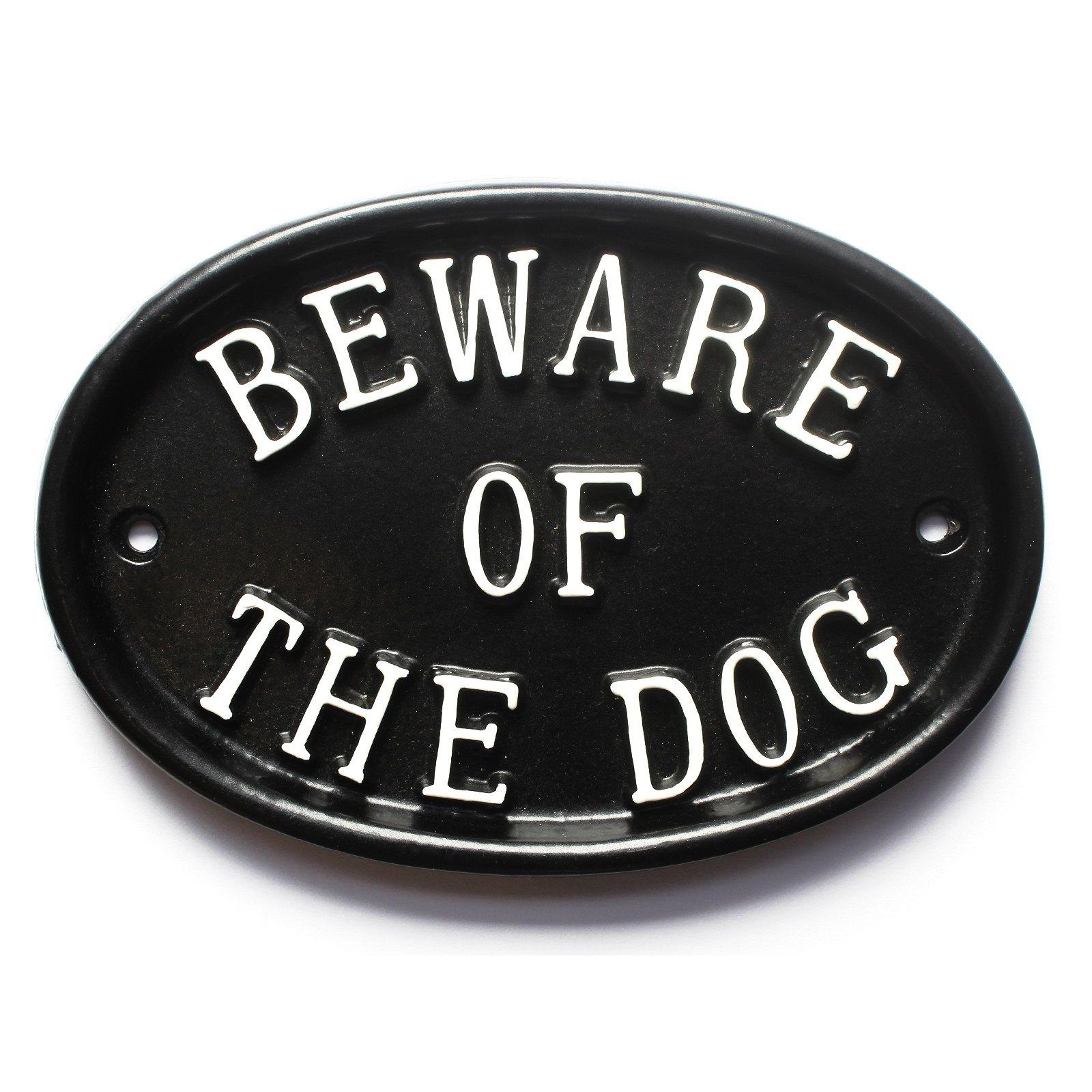 Large Oval Beware Of The Dog Sign-Dog Warning Signs-Yester Home
