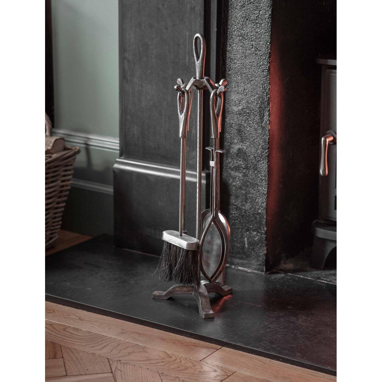 Latton Fireside Tool Set | Large | Antique Pewter - Fire Companion Set - Garden Trading - Yester Home