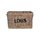 Log Basket with Rope, Rectangular - Rattan-Log Storage & Baskets-Yester Home