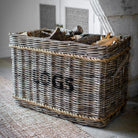 Log Basket with Rope, Rectangular - Rattan-Log Storage & Baskets-Yester Home