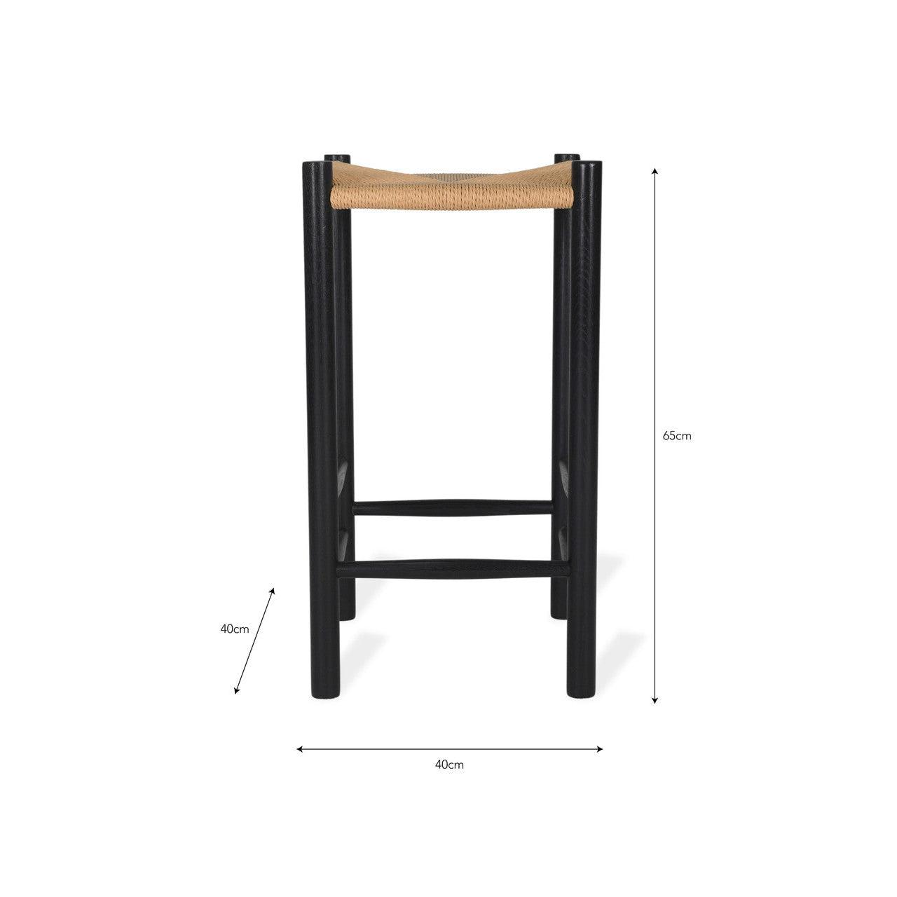 Longworth Bar Stool, Black Frame - Oak-Indoor Furniture-Yester Home