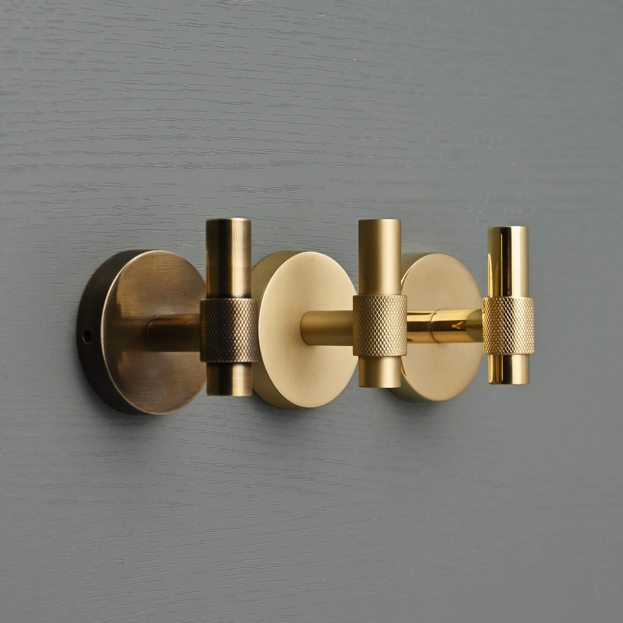 Luxe Knurled Brass T Hook - Coat Hooks - Yester Home - Yester Home