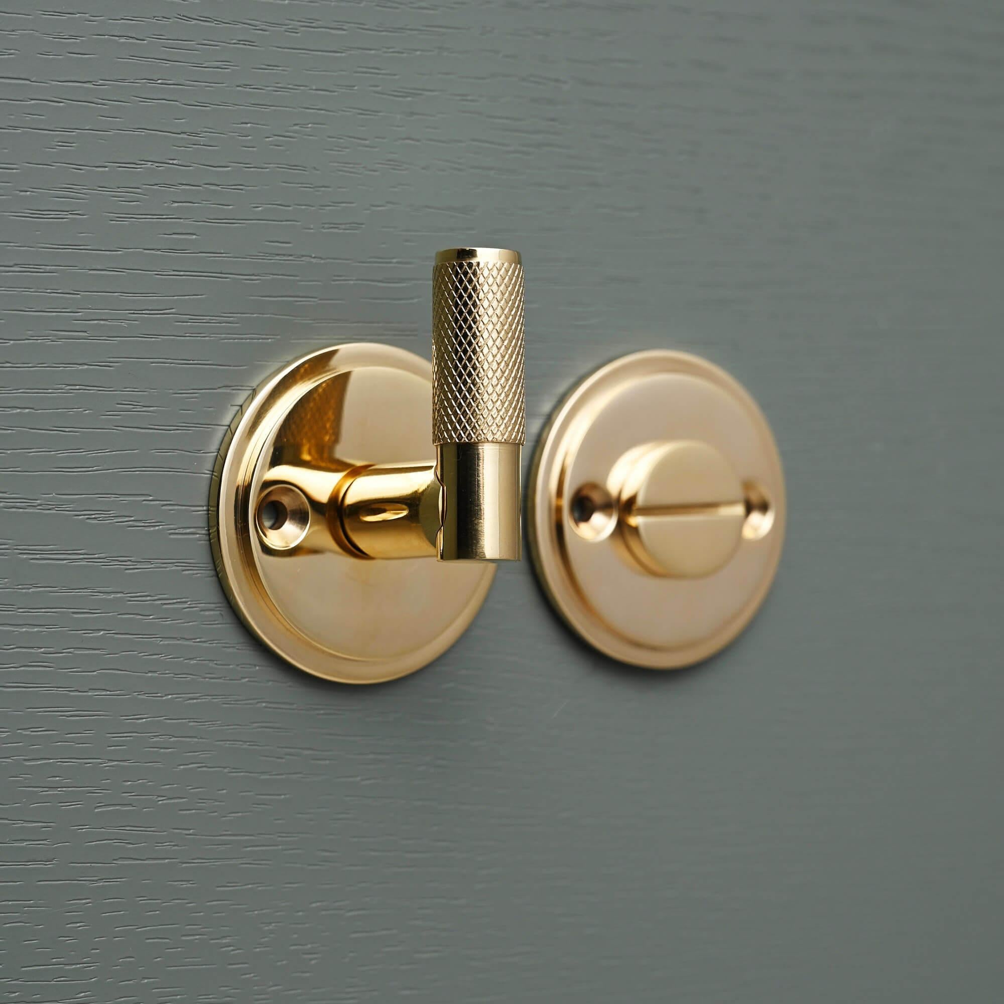 Luxe Brass Knurled Bathroom Thumbturn Lock - Thumbturns - Yester Home - Yester Home