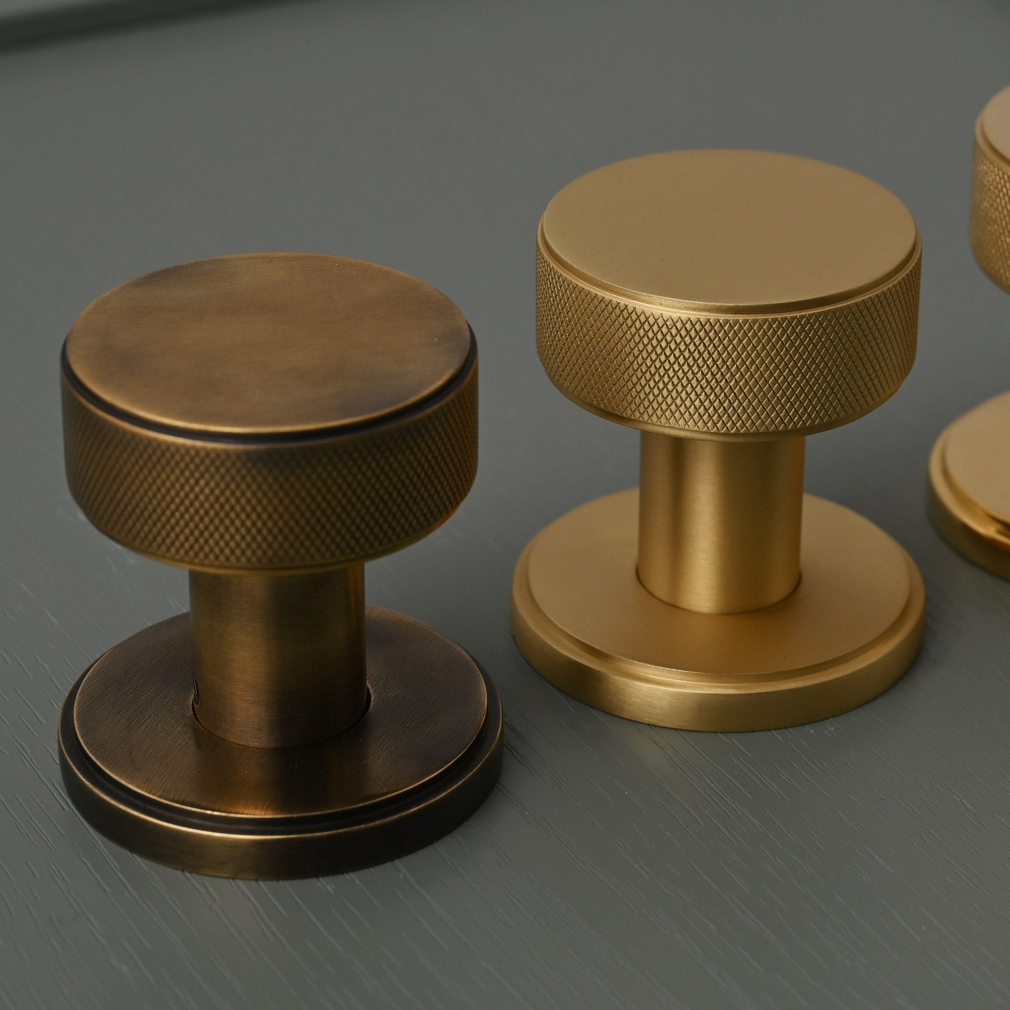 Luxe Knurled Round Solid Brass Door Knobs - Door Knobs - Yester Home - Yester Home