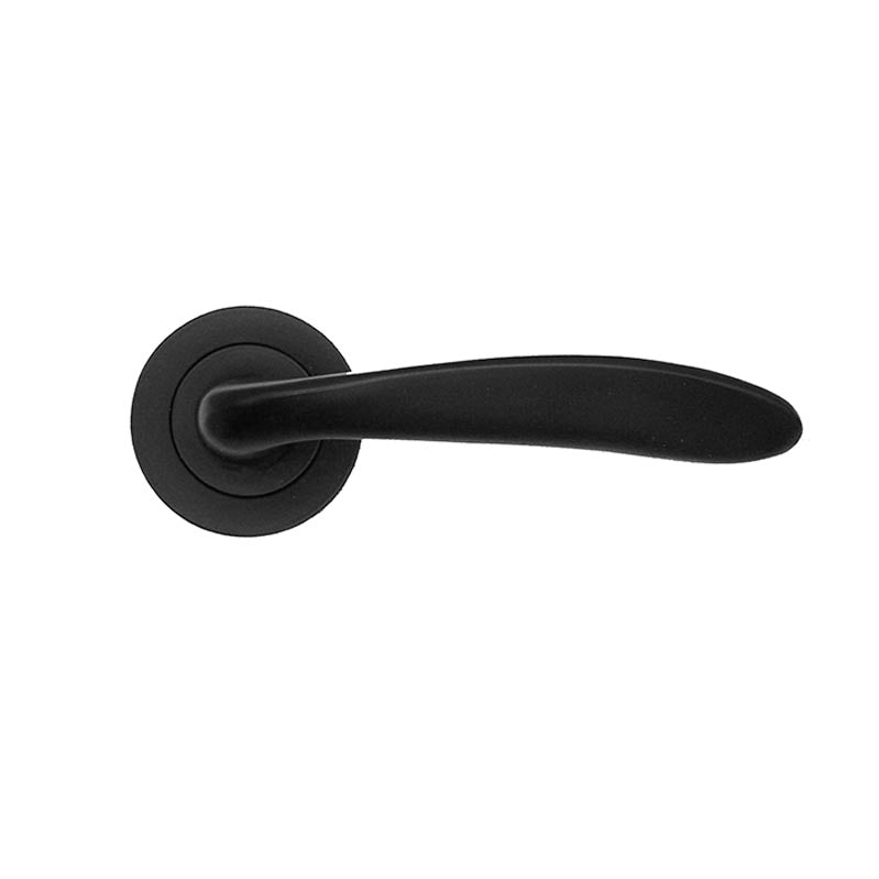 Mars Lever Door Handle Matt Black-Levers on Rose-Yester Home