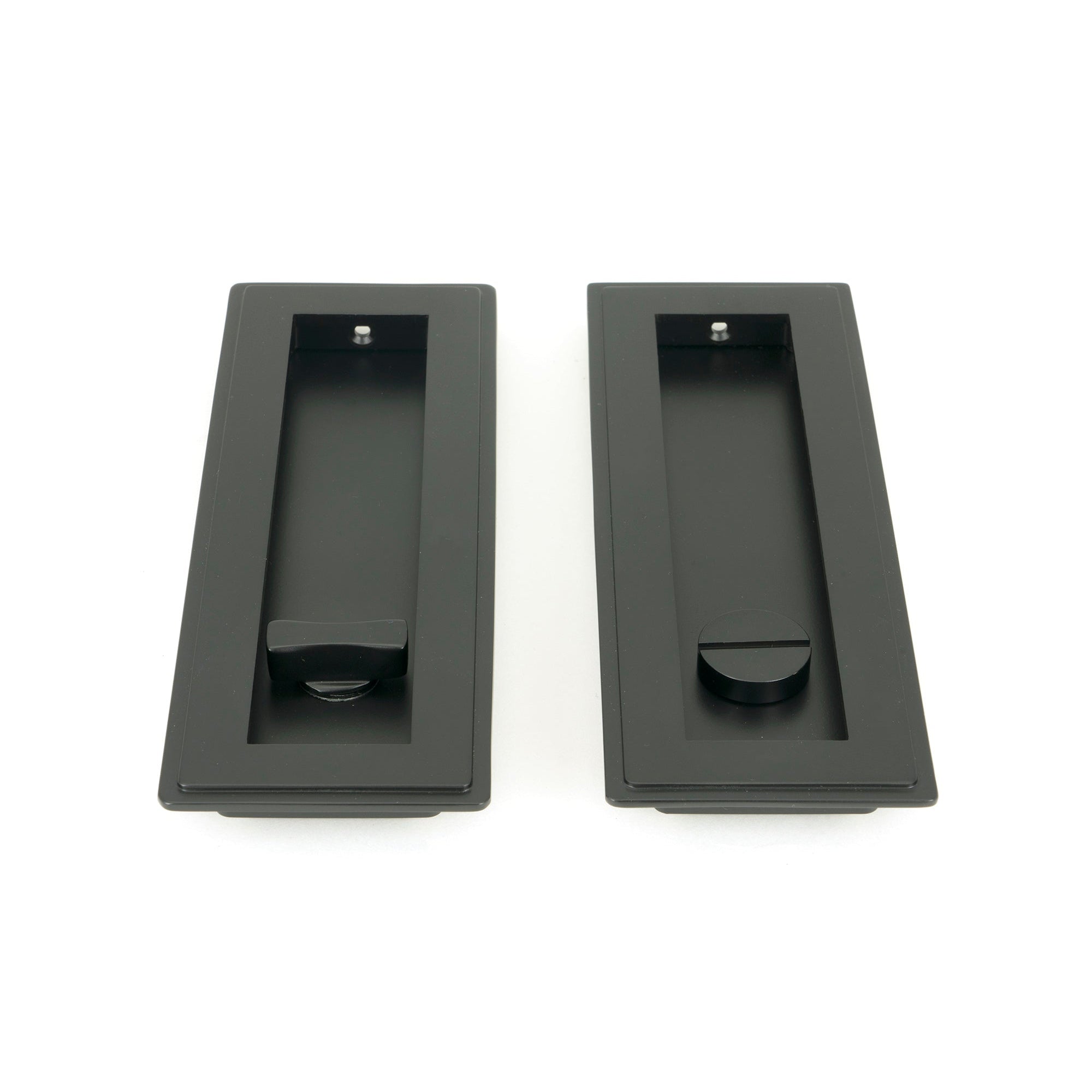 Matt Black 175mm Art Deco Rectangular Pull - Privacy Set | From The Anvil-Cabinet Pulls-Yester Home