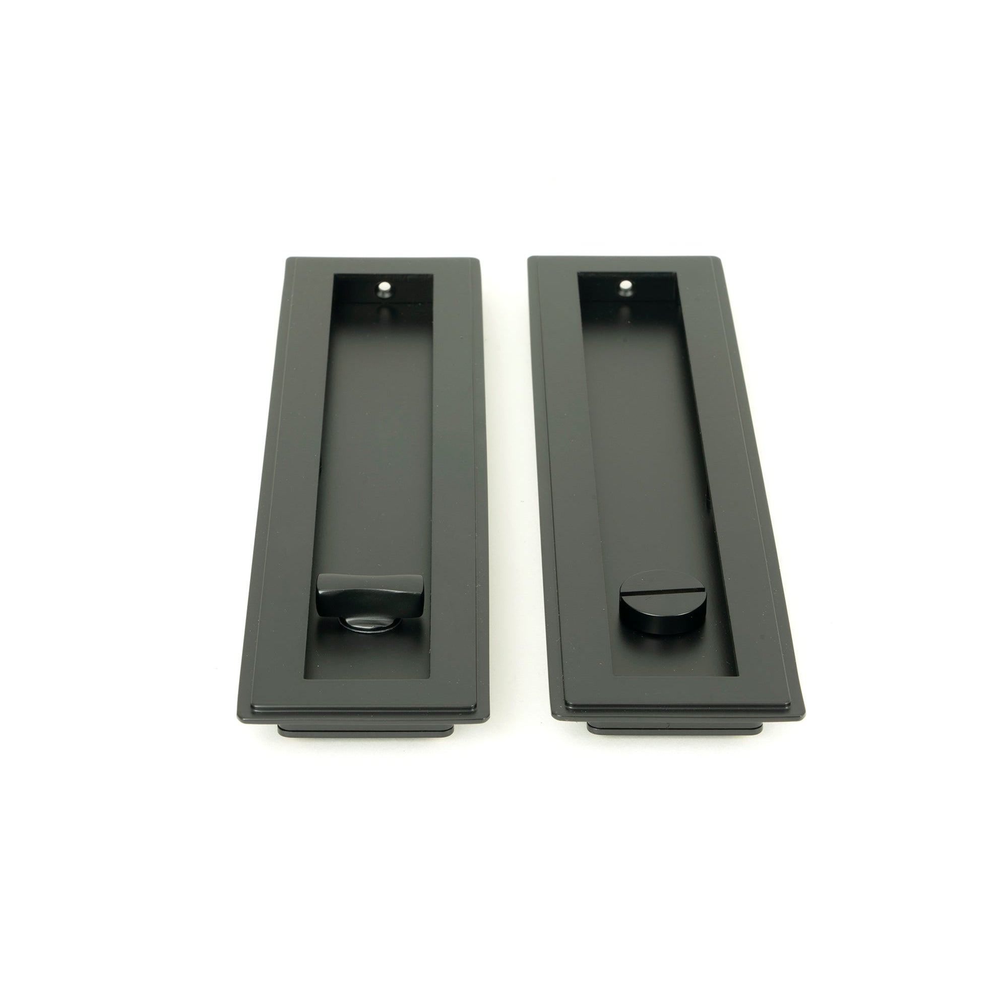 Matt Black 250mm Art Deco Rectangular Pull - Privacy Set | From The Anvil-Cabinet Pulls-Yester Home