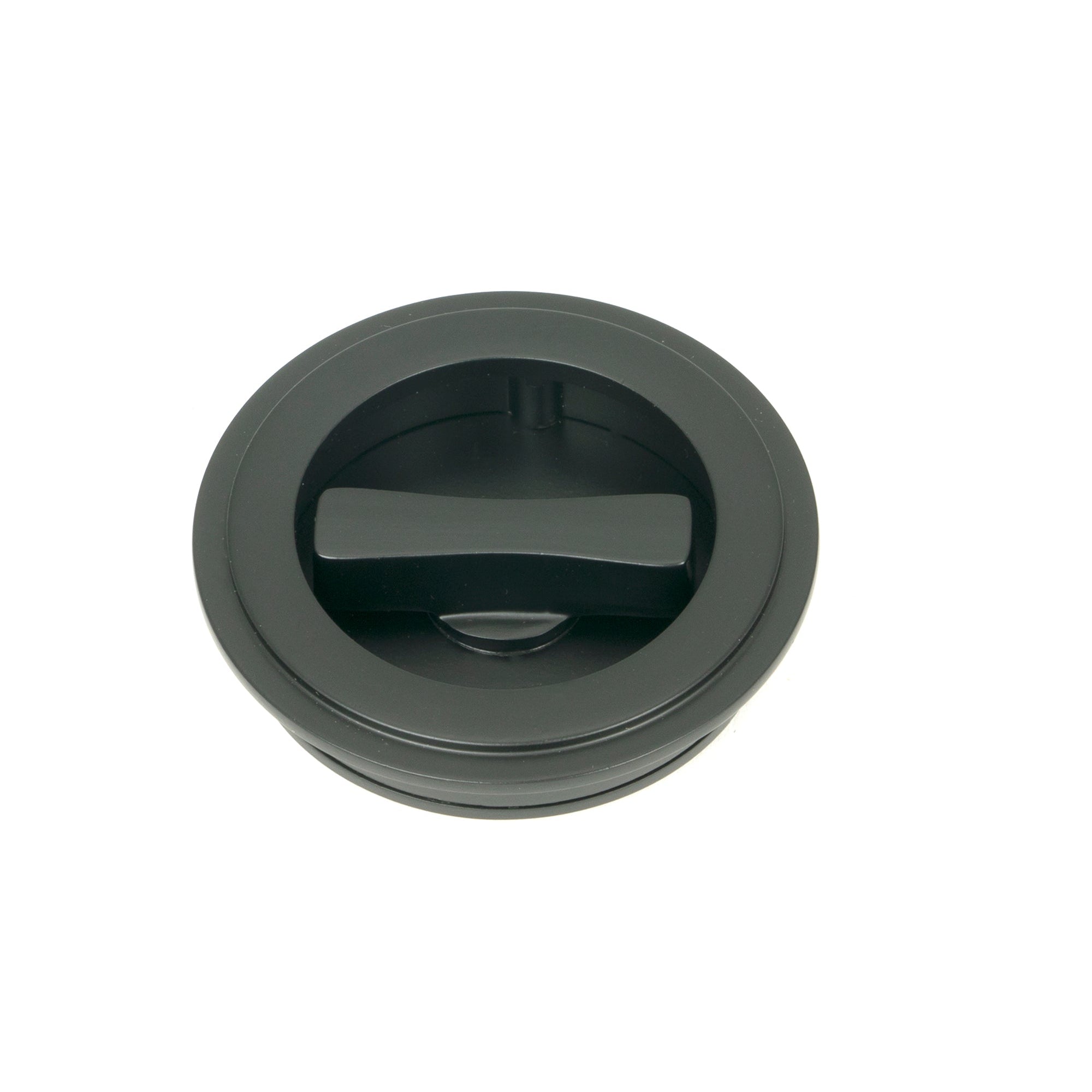 Matt Black 60mm Art Deco Round Pull - Privacy Set | From The Anvil-Cabinet Pulls-Yester Home