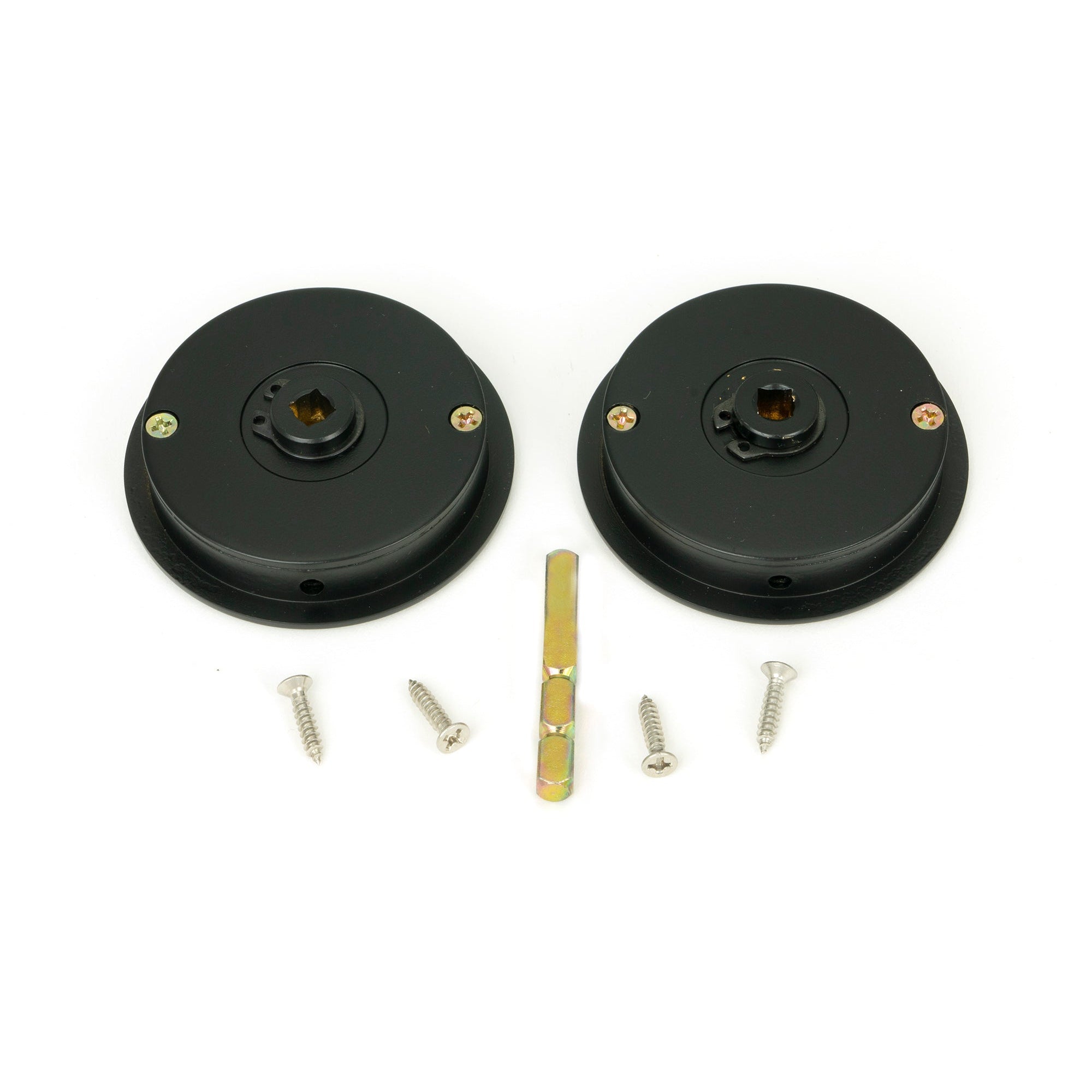 Matt Black 60mm Art Deco Round Pull - Privacy Set | From The Anvil-Cabinet Pulls-Yester Home