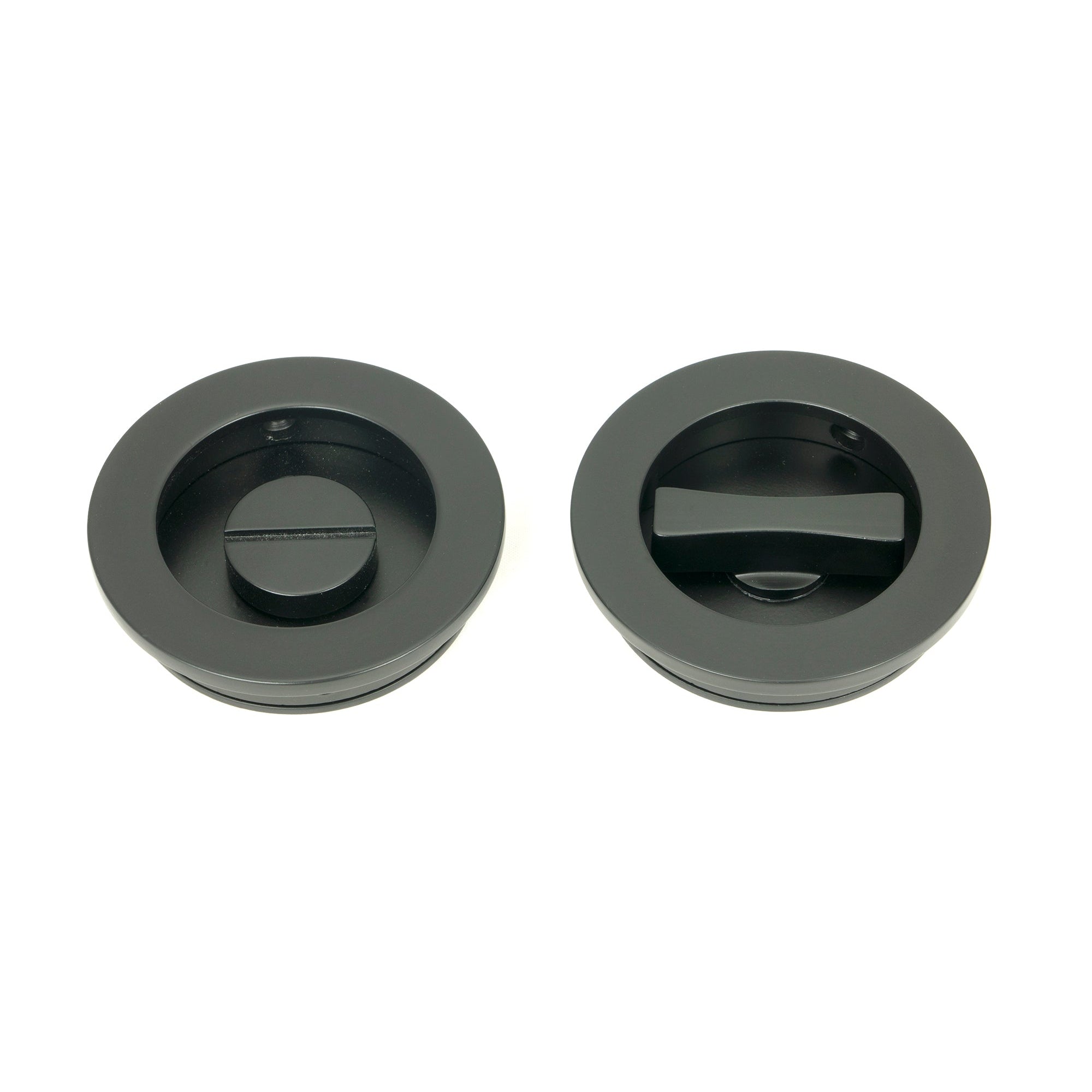 Matt Black 60mm Plain Round Pull - Privacy Set | From The Anvil-Cabinet Pulls-Yester Home