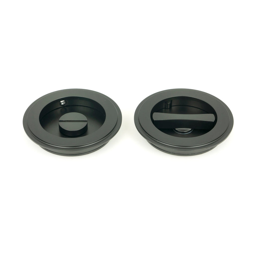 Matt Black 75mm Art Deco Round Pull - Privacy Set | From The Anvil-Cabinet Pulls-Yester Home