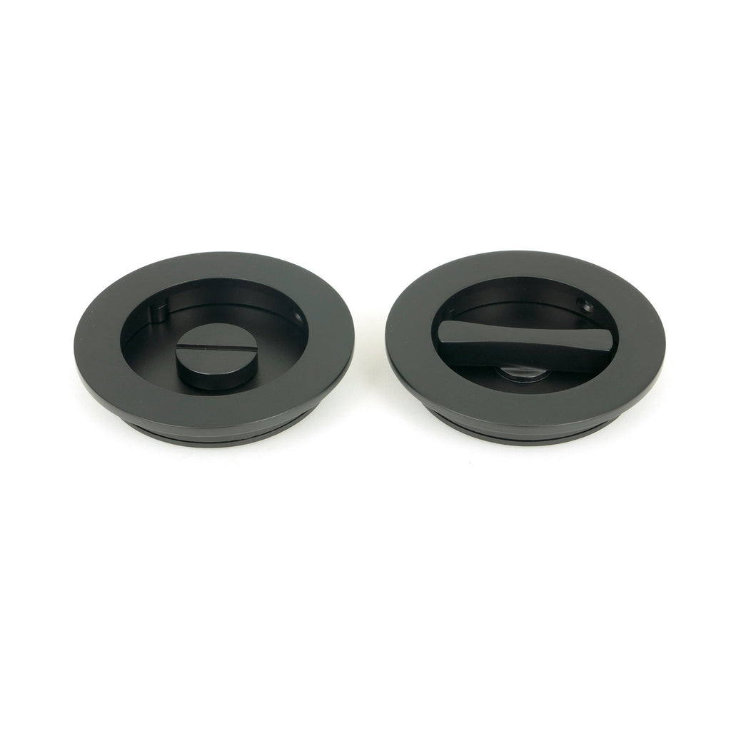 Matt Black 75mm Plain Round Pull - Privacy Set | From The Anvil-Cabinet Pulls-Yester Home