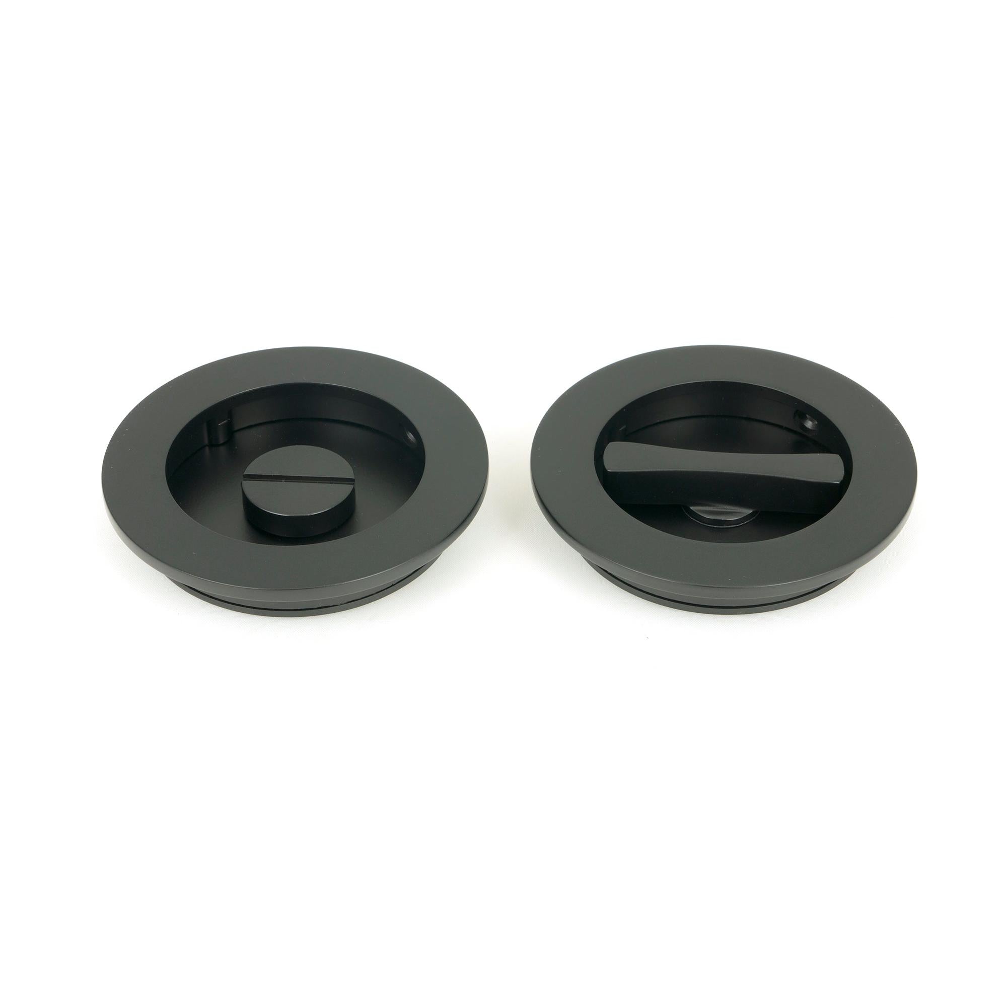 Matt Black 75mm Plain Round Pull - Privacy Set | From The Anvil - Cabinet Pulls - From The Anvil - Yester Home