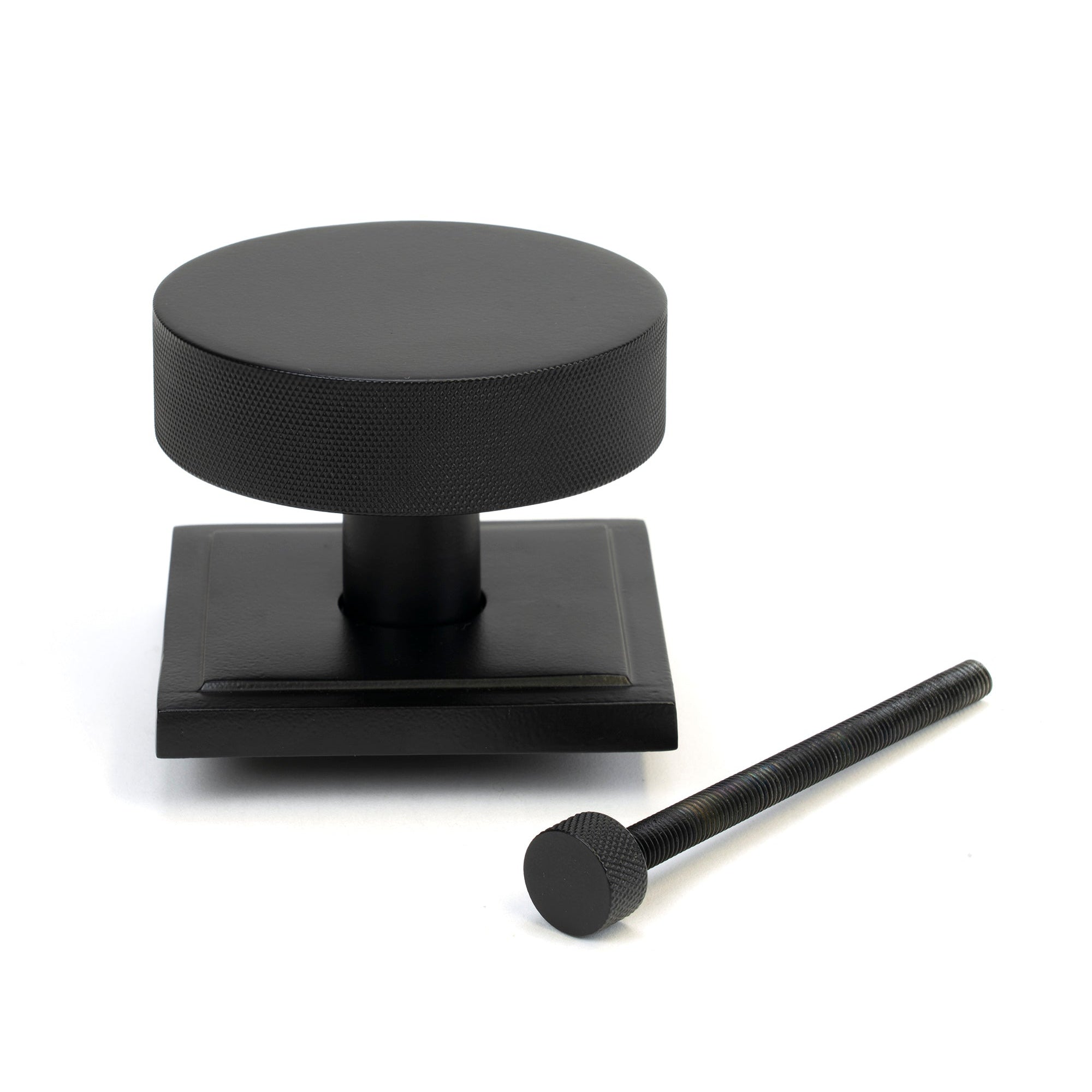 Matt Black Brompton Centre Door Knob (Square) | From The Anvil-Centre Door Knobs-Yester Home