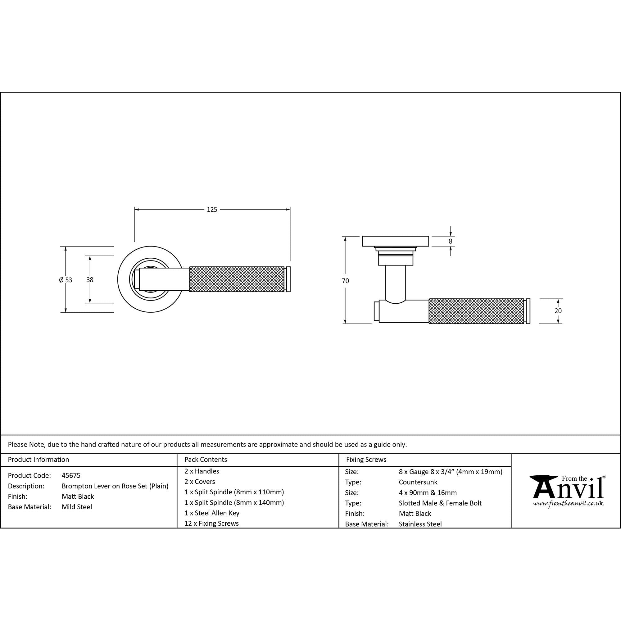 Matt Black Brompton Lever on Rose Set (Plain) | From The Anvil - Concealed - From The Anvil - Yester Home
