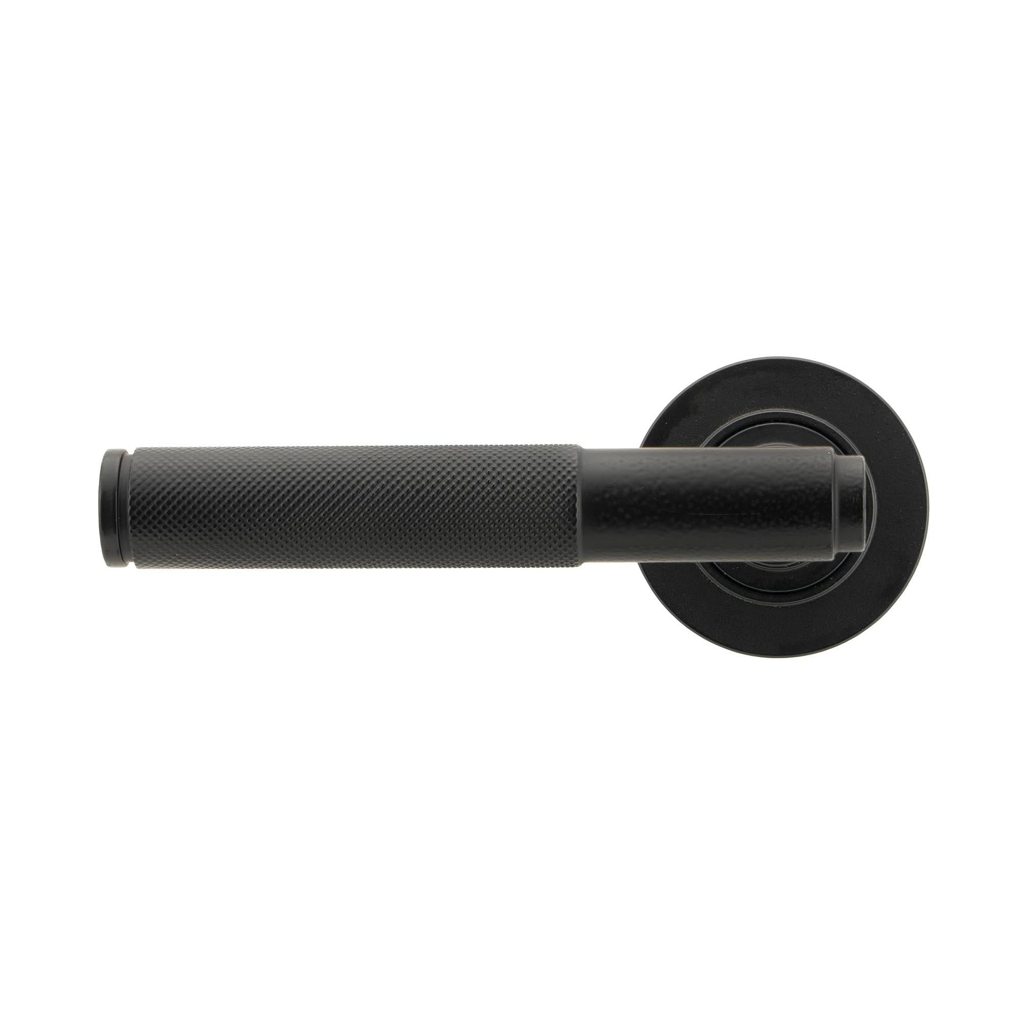Matt Black Brompton Lever on Rose Set (Plain) - Unsprung | From The Anvil - Concealed - From The Anvil - Yester Home