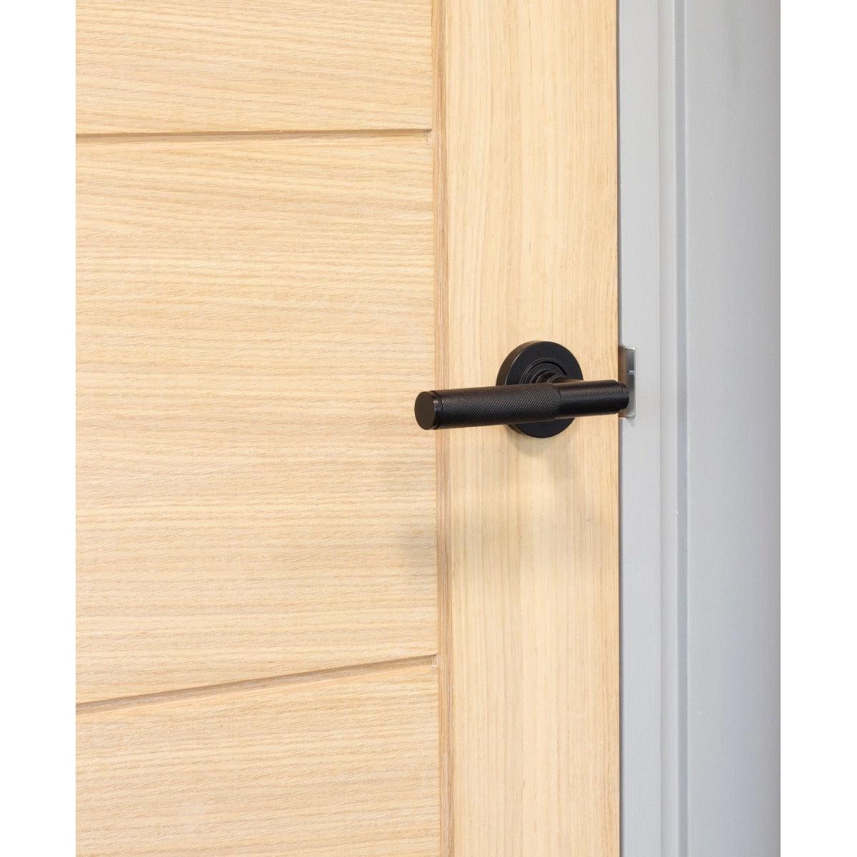 Matt Black Brompton Lever on Rose Set (Plain) - Unsprung | From The Anvil-Concealed-Yester Home
