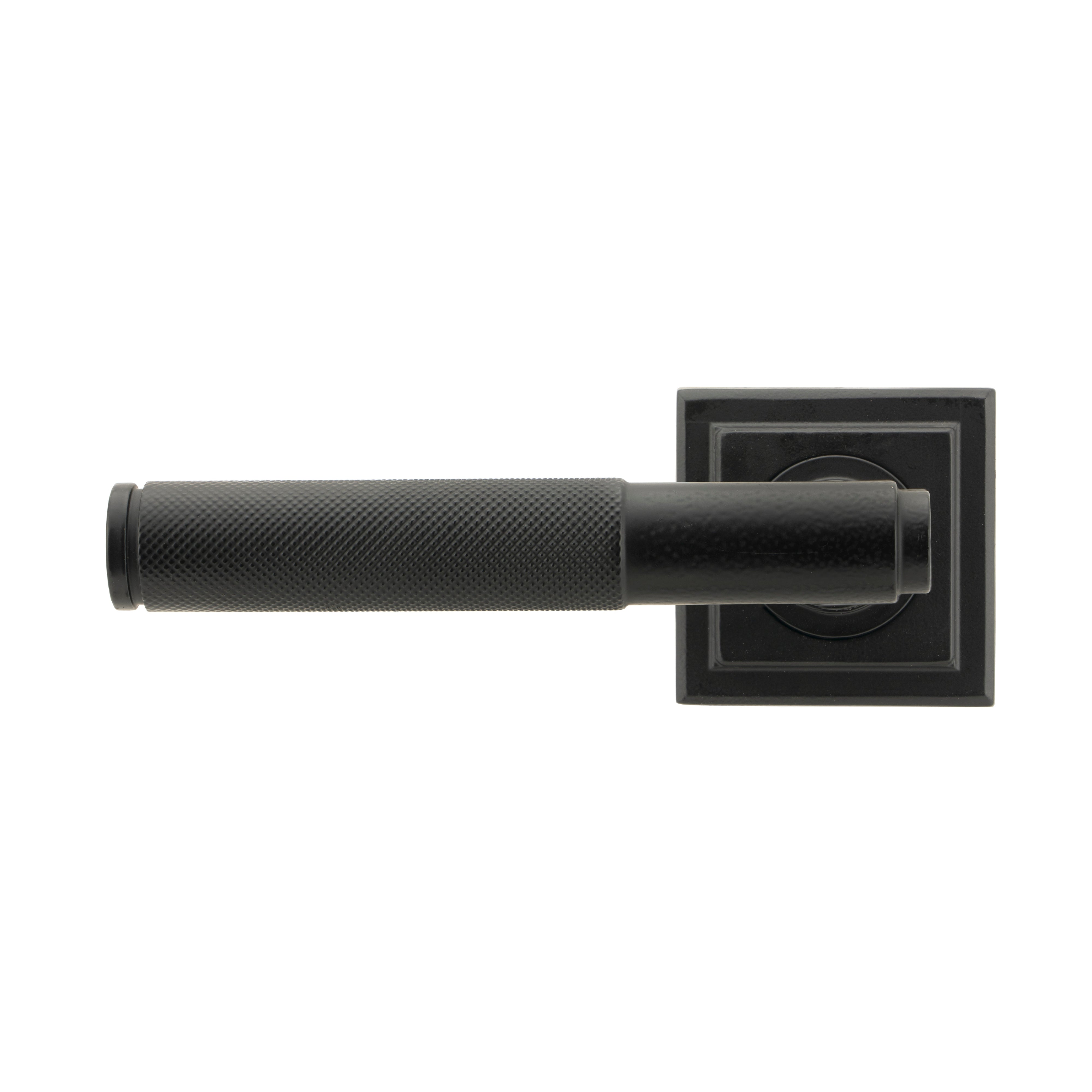 Matt Black Brompton Lever on Rose Set (Square) | From The Anvil-Concealed-Yester Home