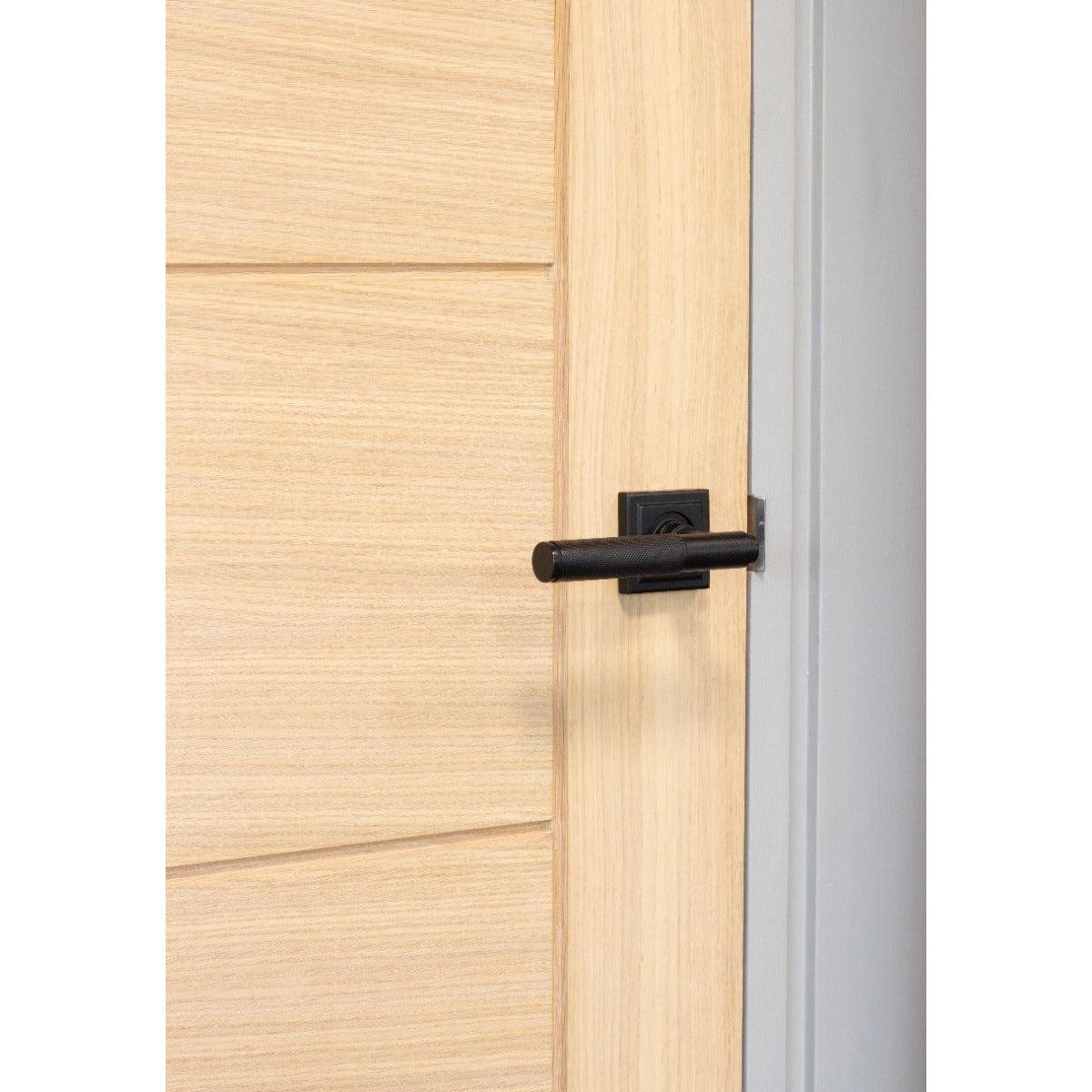 Matt Black Brompton Lever on Rose Set (Square) - Unsprung | From The Anvil-Concealed-Yester Home