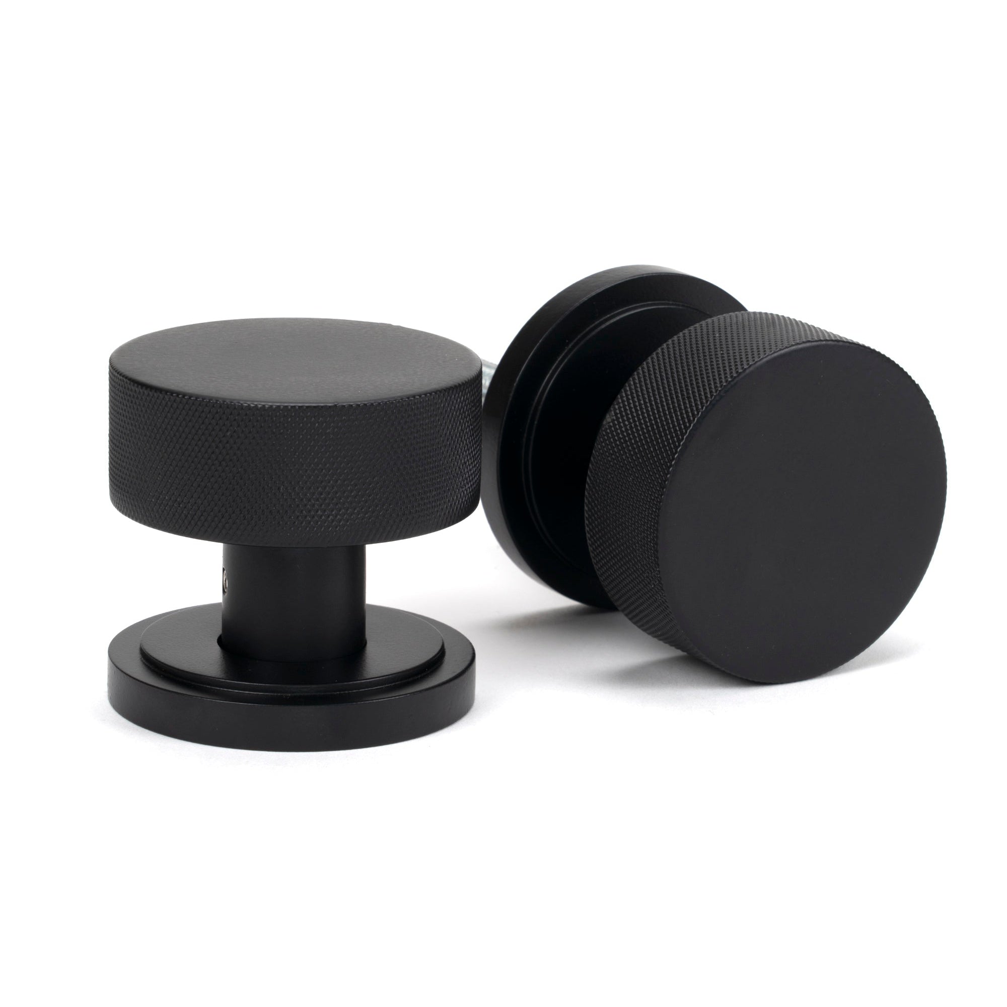 Matt Black Brompton Mortice/Rim Knob Set (Art Deco) | From The Anvil-Mortice Knobs-Yester Home