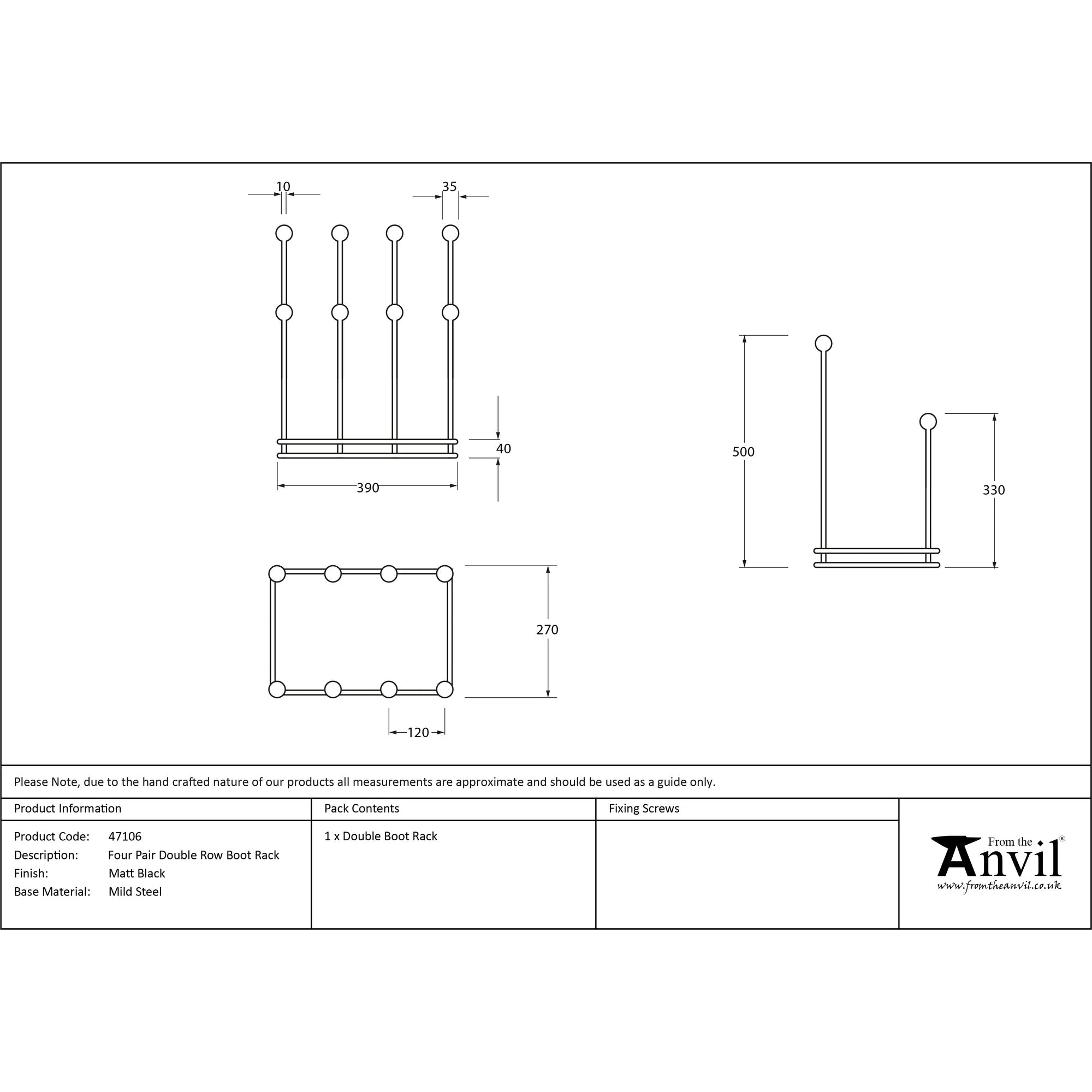 Matt Black Four Pair Boot Rack | From The Anvil-Boot Stands & Racks-Yester Home