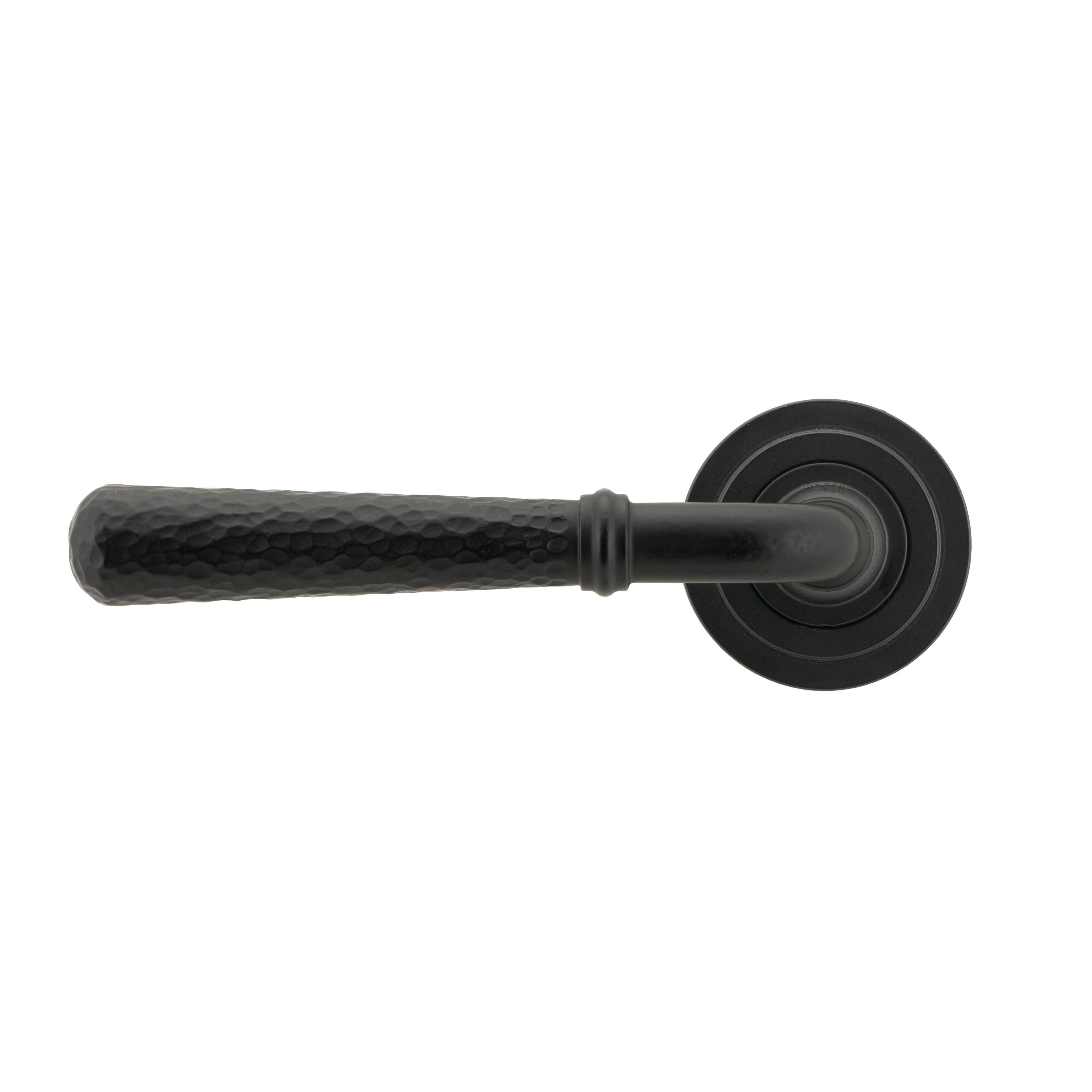 Matt Black Hammered Newbury Lever on Rose Set (Art Deco) | From The Anvil-Concealed-Yester Home