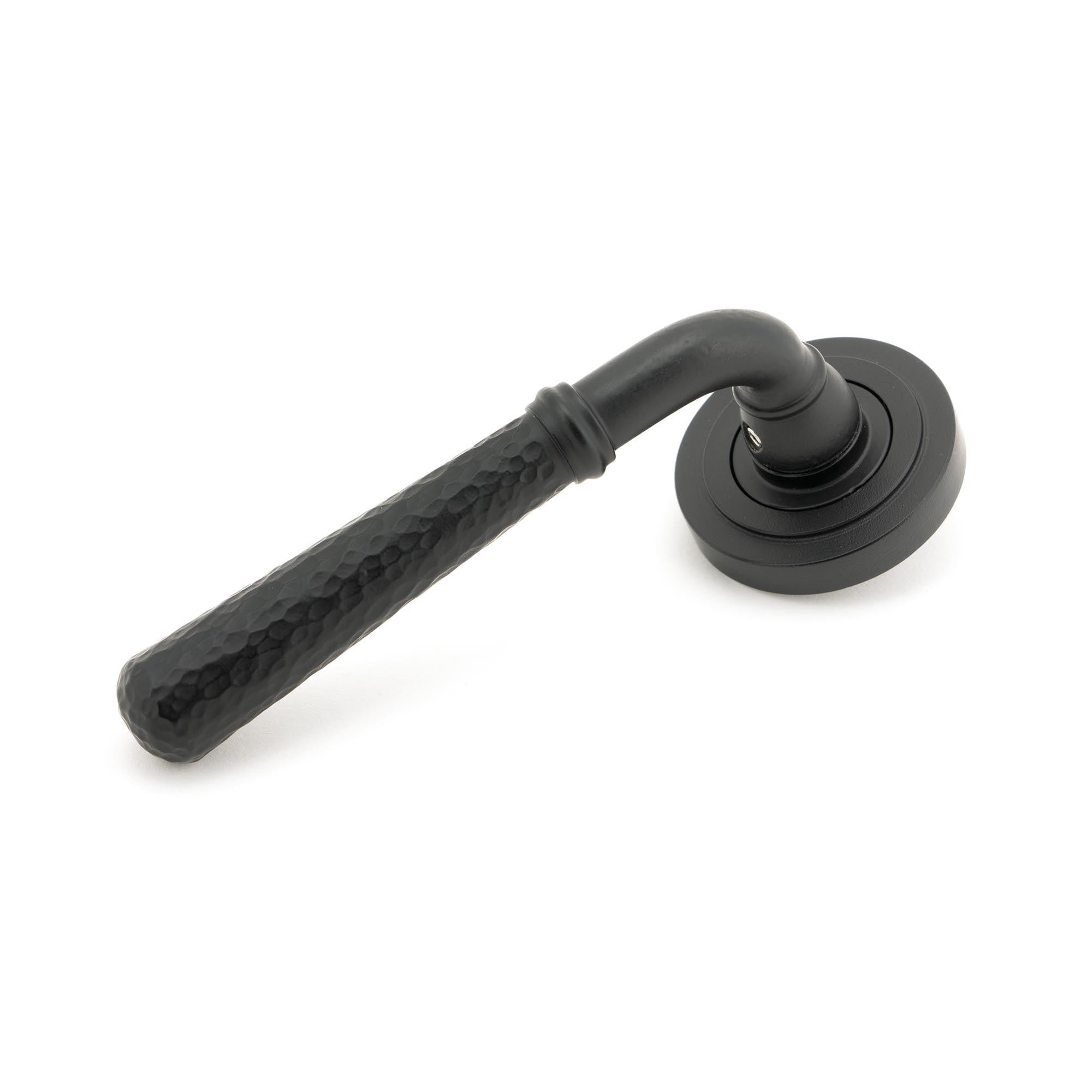 Matt Black Hammered Newbury Lever on Rose Set (Art Deco) - Unsprung | From The Anvil - Concealed - From The Anvil - Yester Home