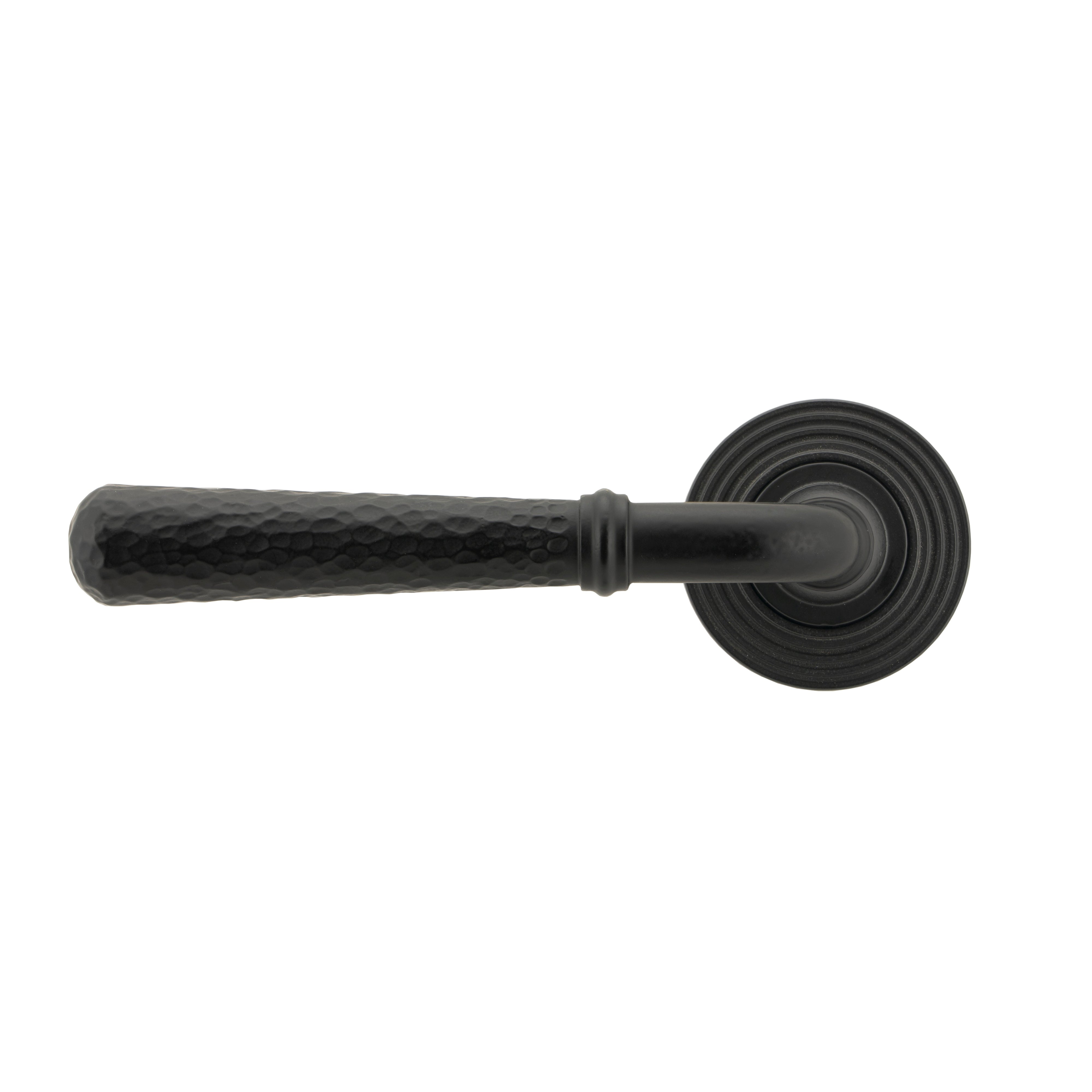 Matt Black Hammered Newbury Lever on Rose Set (Beehive) | From The Anvil-Concealed-Yester Home