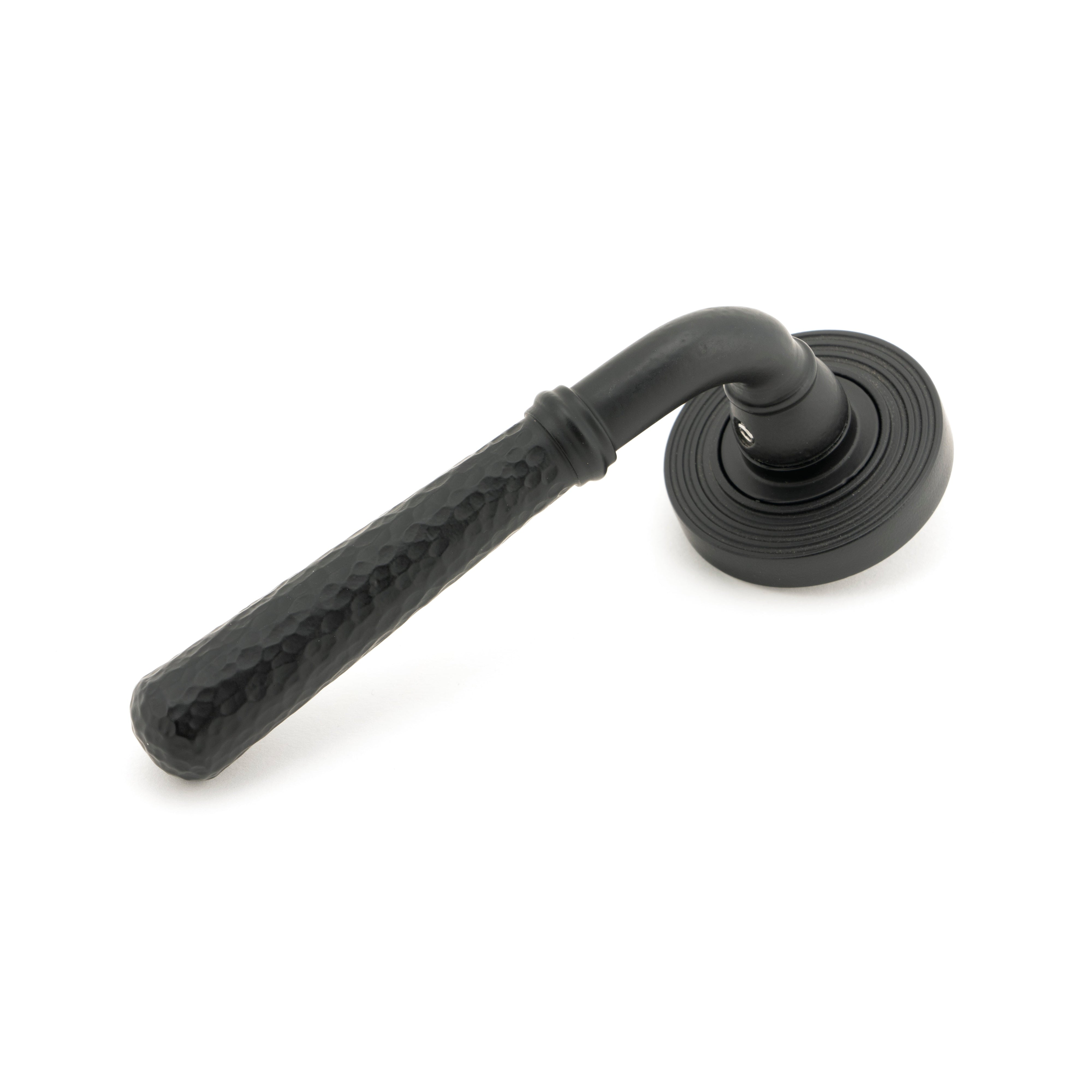 Matt Black Hammered Newbury Lever on Rose Set (Beehive) | From The Anvil-Concealed-Yester Home