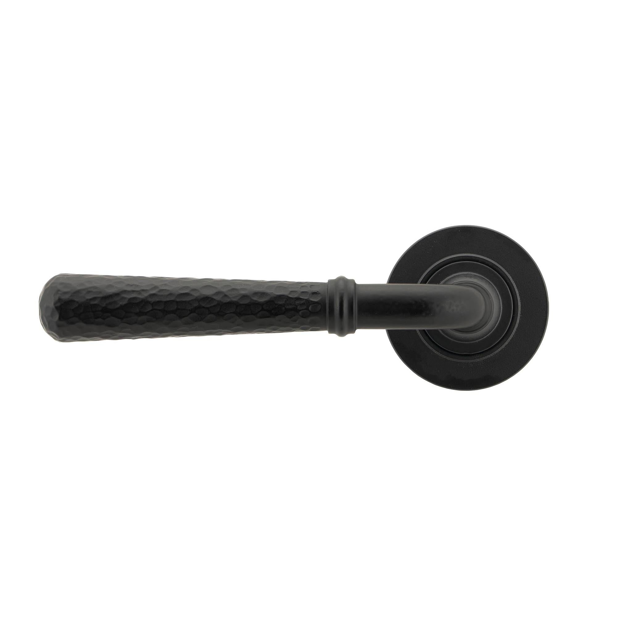 Matt Black Hammered Newbury Lever on Rose Set (Plain) | From The Anvil - Concealed - From The Anvil - Yester Home