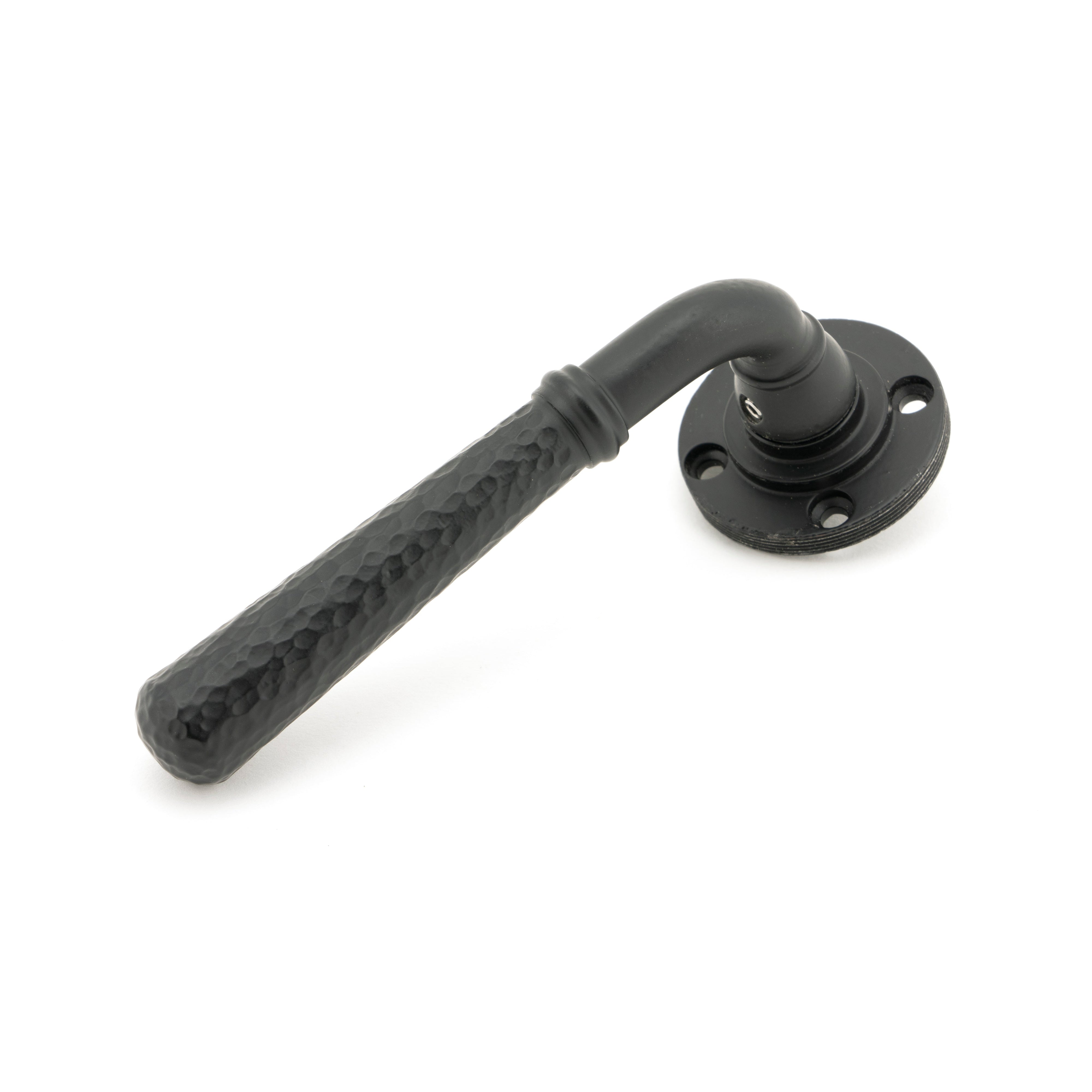 Matt Black Hammered Newbury Lever on Rose Set (Square) | From The Anvil-Concealed-Yester Home