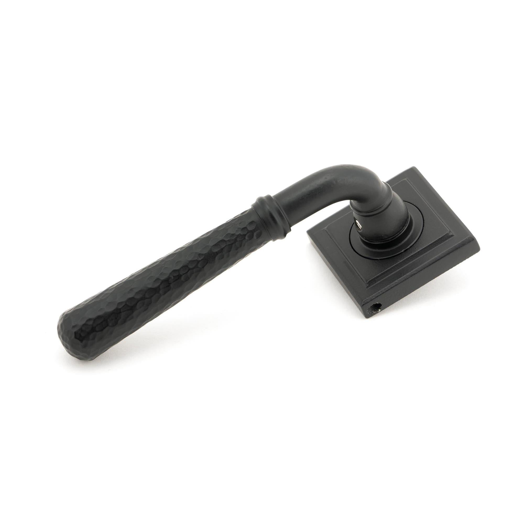Matt Black Hammered Newbury Lever on Rose Set (Square) | From The Anvil - Concealed - From The Anvil - Yester Home