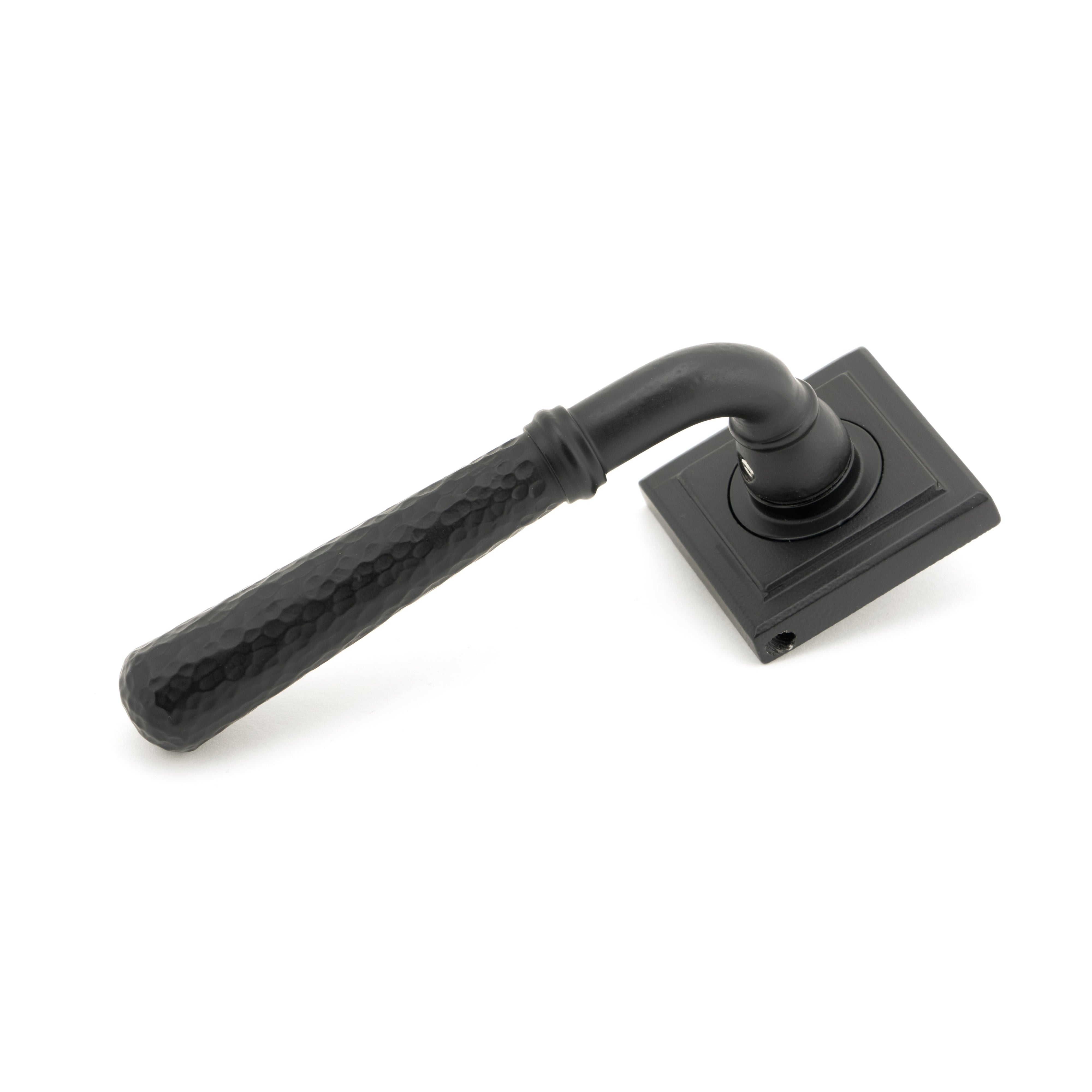 Matt Black Hammered Newbury Lever on Rose Set (Square) | From The Anvil-Concealed-Yester Home